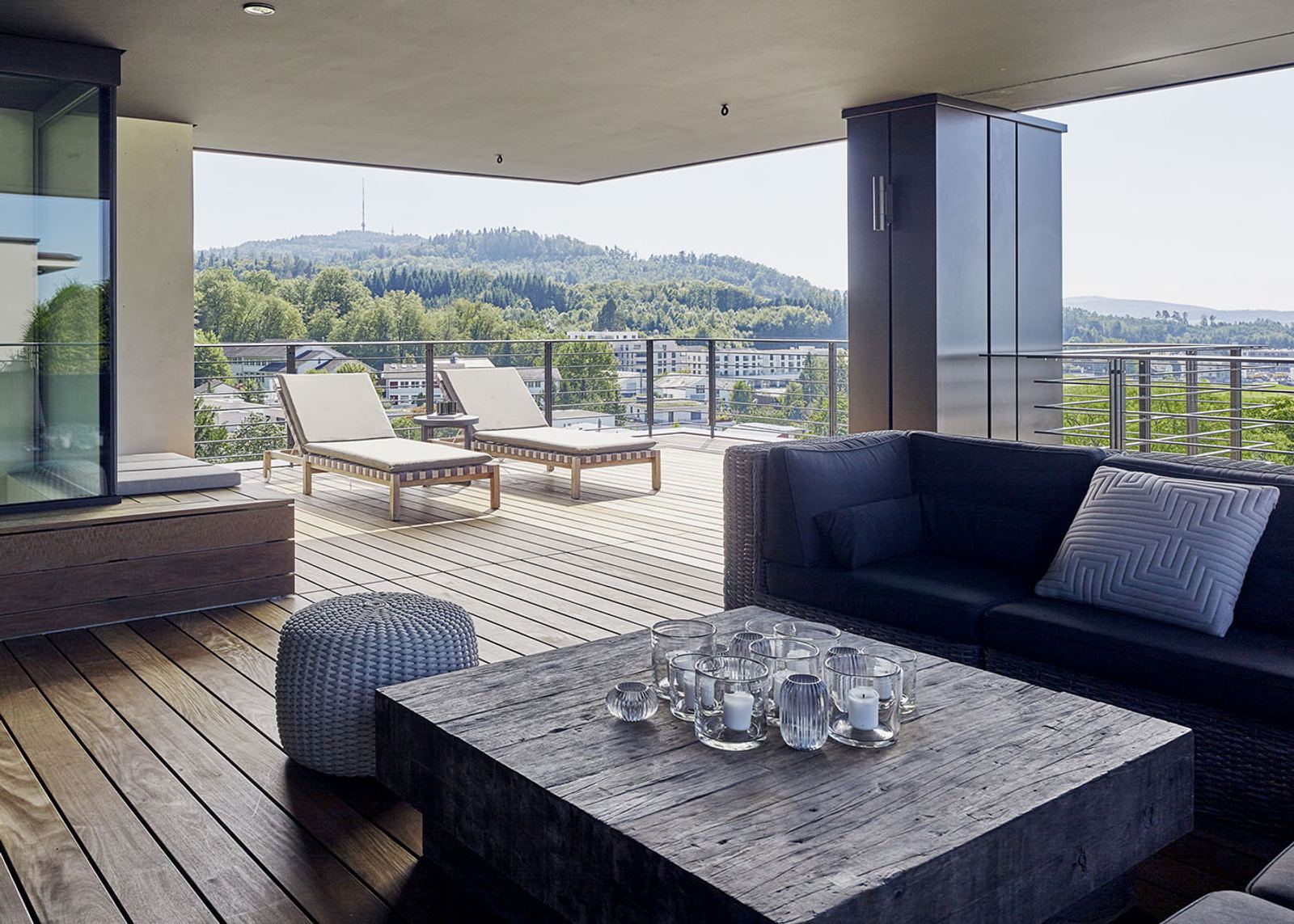 Terrace with lounge and view over the town
