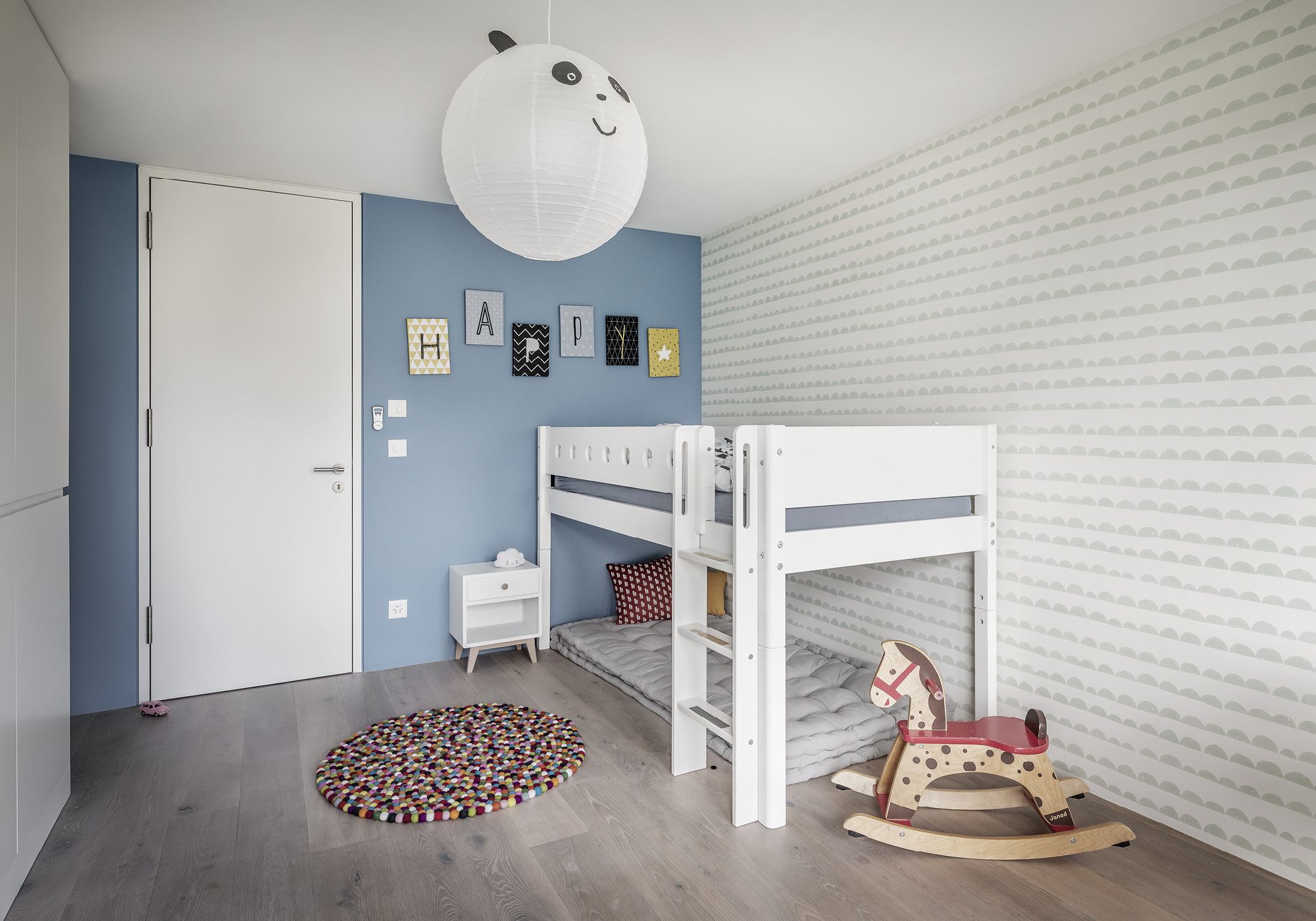 Children's room with bunk bed and rocking horse – Interiors and landscape, Kilchberg