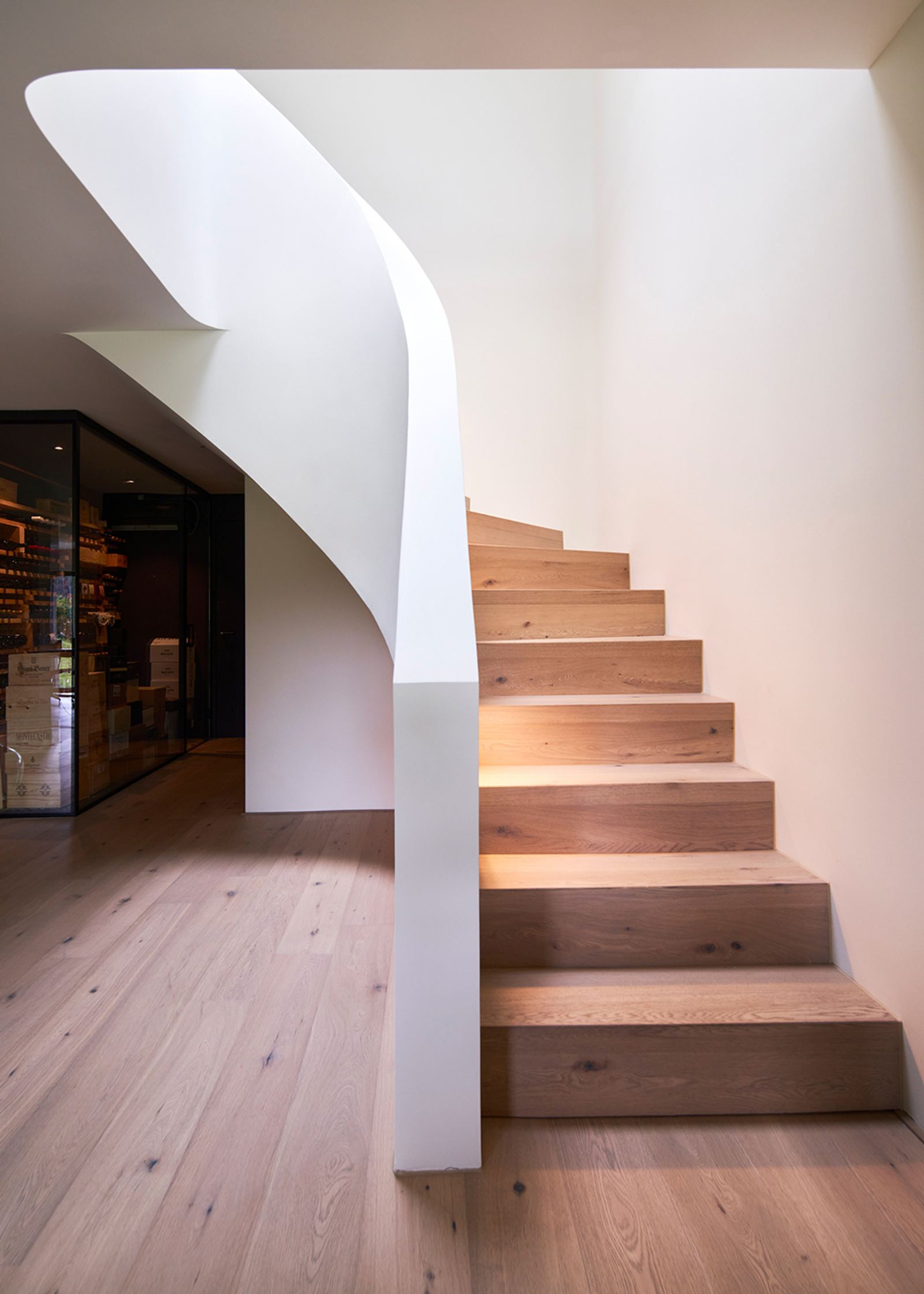 Curved staircase with timber treads