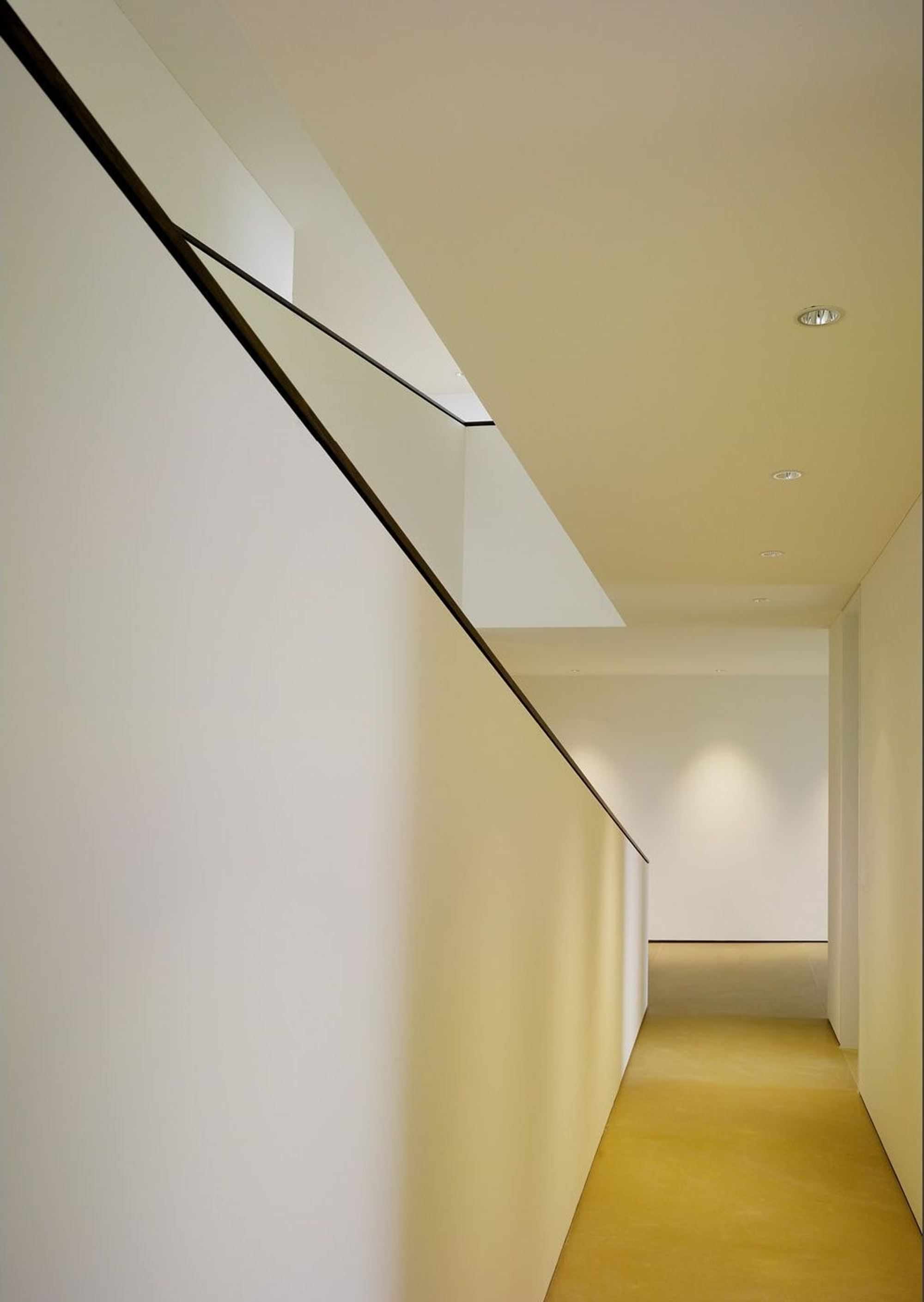 Stair flight with skylight and warm light – Single-family house in Uitikon