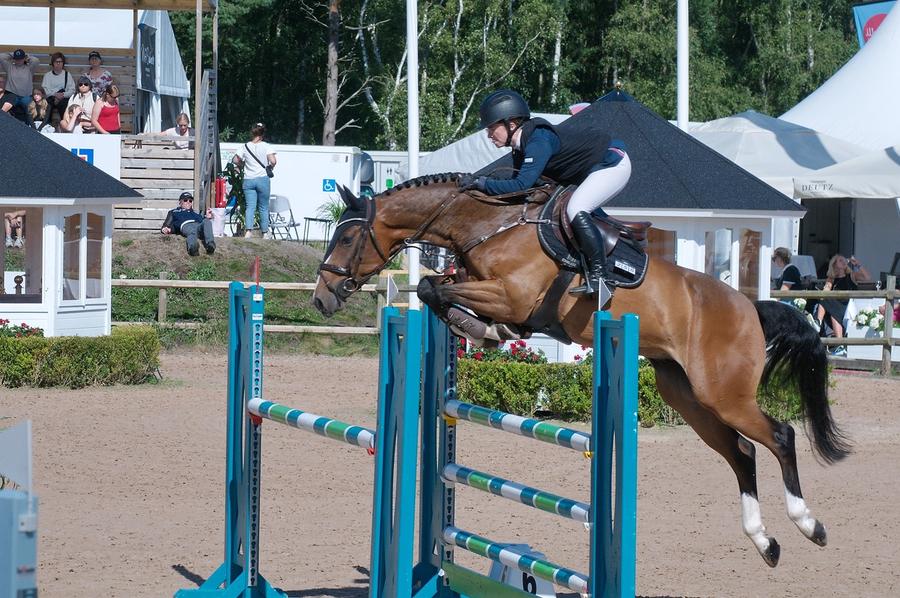 Å ha to hester med i unghestfinaler under Falsterbo Horse Show, er ingen hverdagskost. Med fem år gamle Oakley DN sikret Lone Marie Øglend en sterk åttendeplass. (Foto: fotobytorp.no)