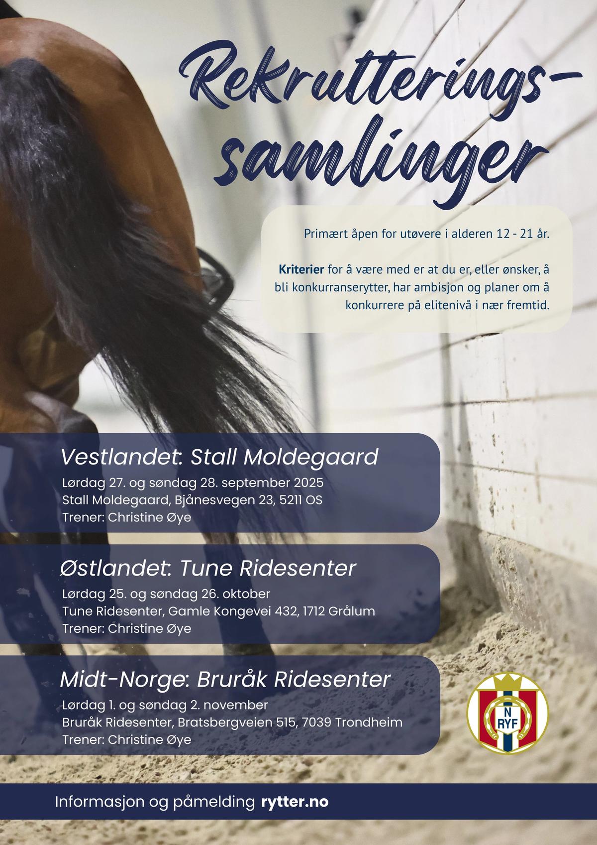hest / Norges Rytterforbund / rekrutteringssamling Dressur