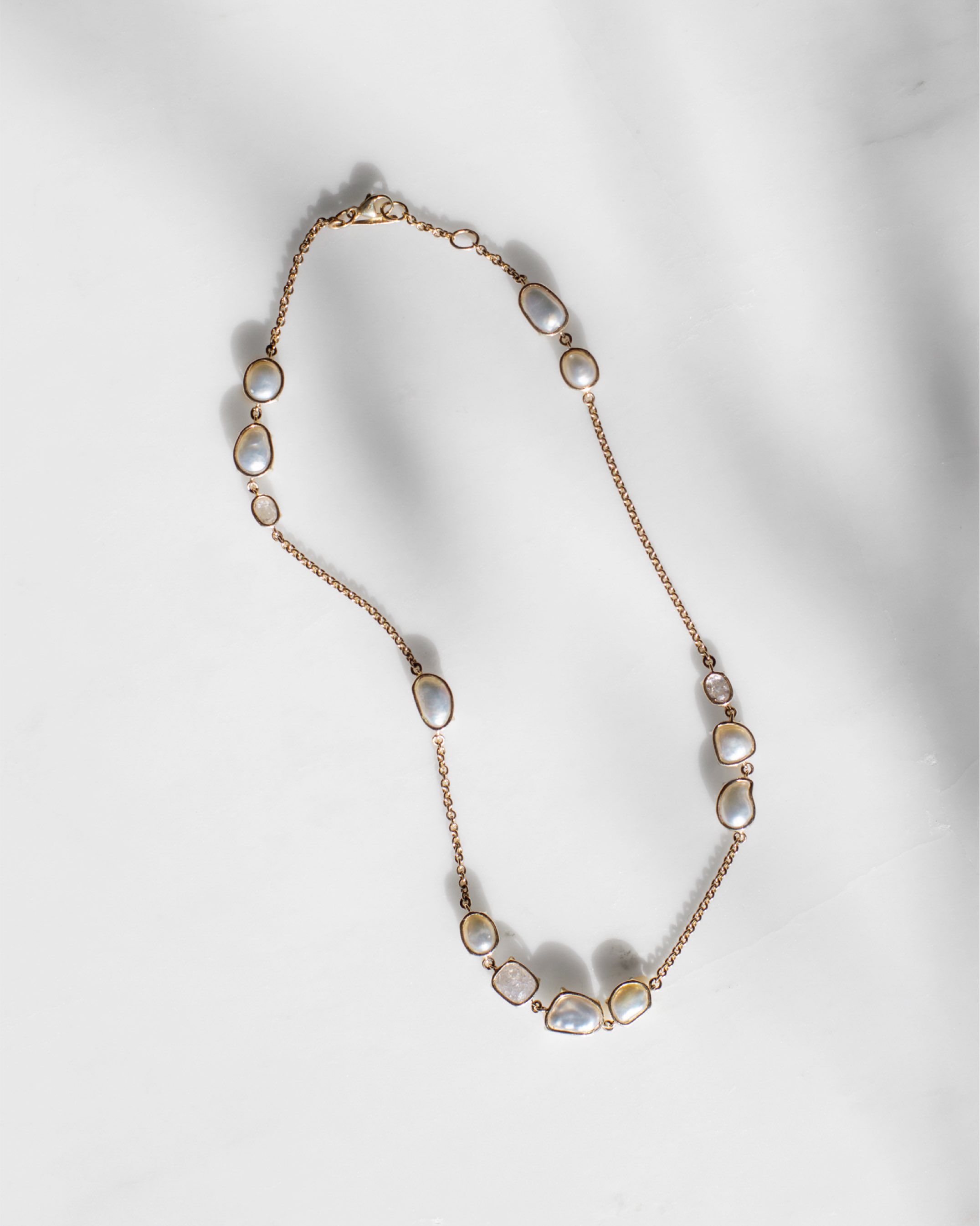 Diamond & Pearl Lune Necklace