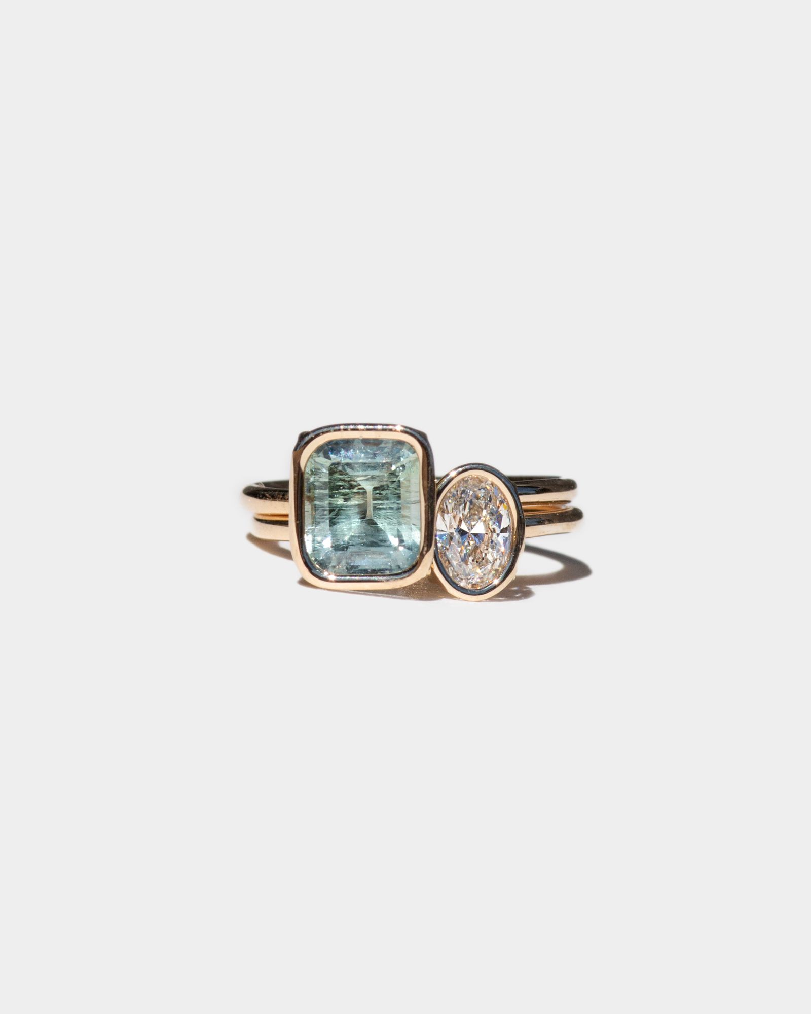 Emerald Cut Sapphire and Brilliant Cut Diamond