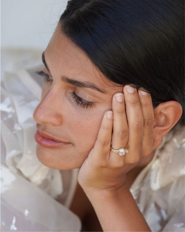 Silver and Champagne Diamond Toi et Moi