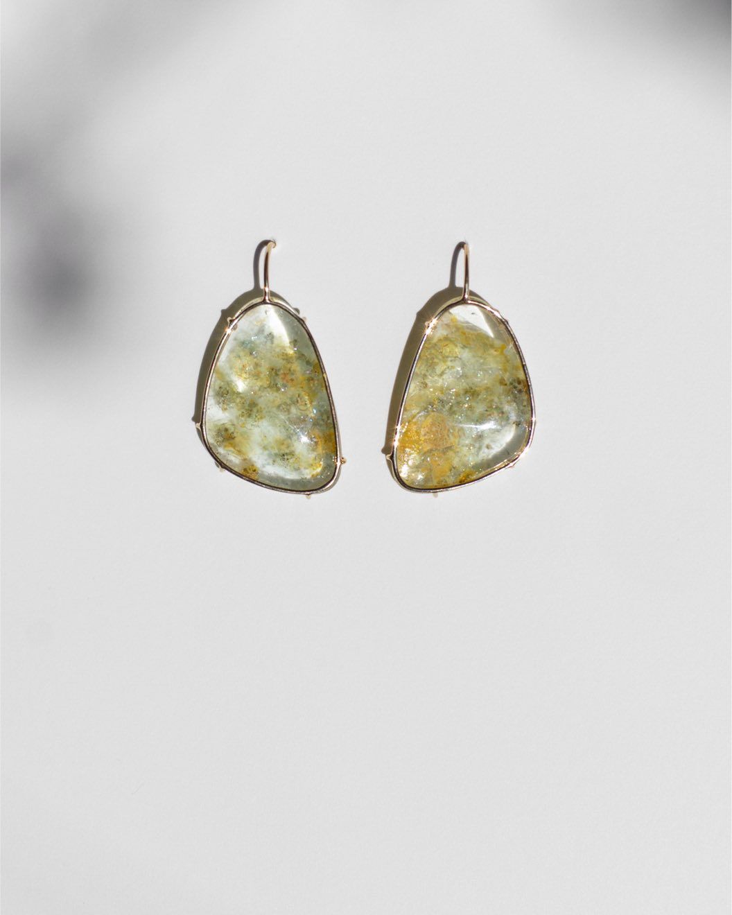 Golden Included Beryl Earrings