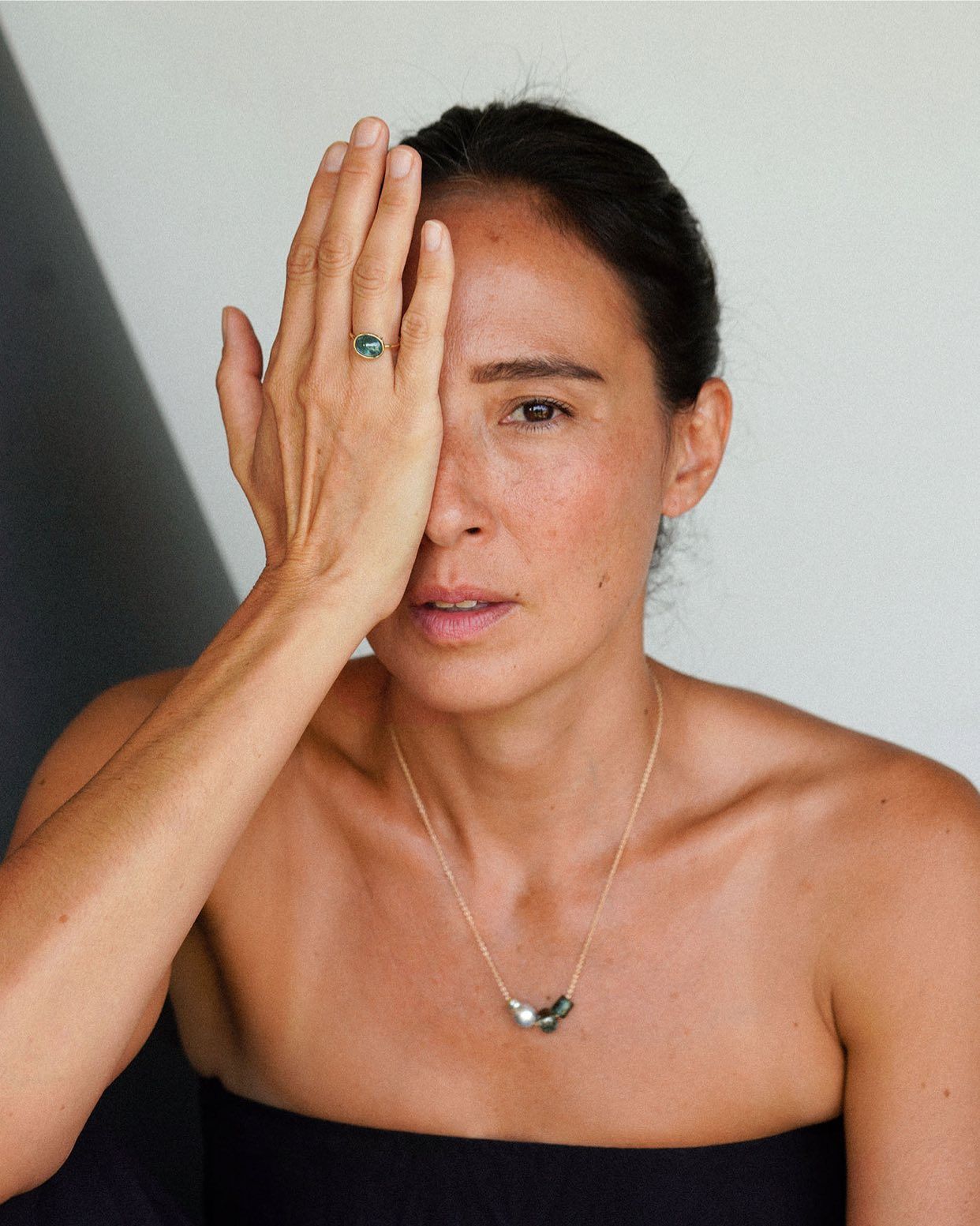 Tourmaline Ring and Mermaid's Purse Necklace