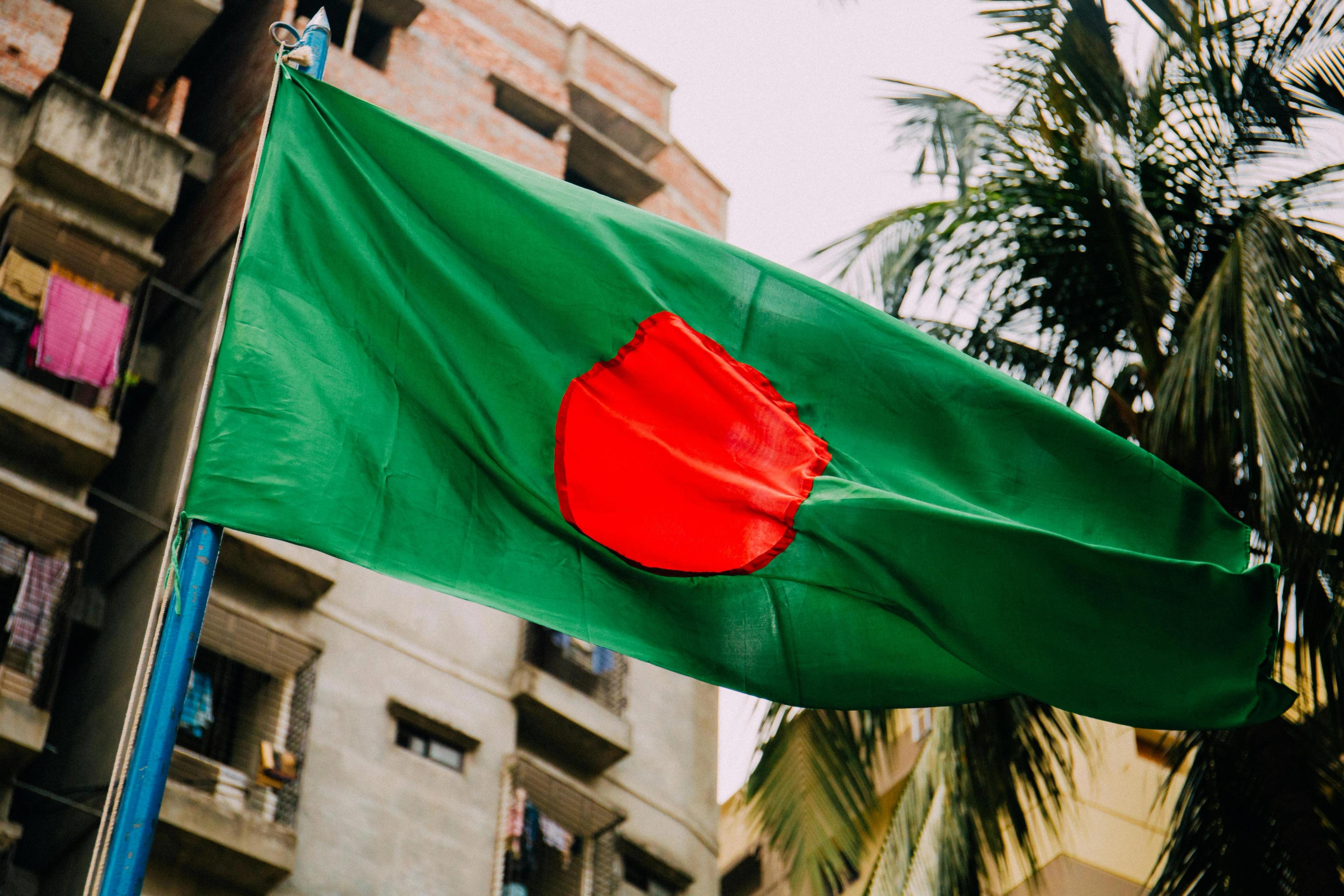 Waving flag of Bangladesh.