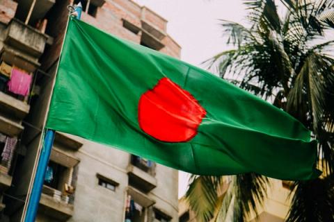 Waving flag of Bangladesh.