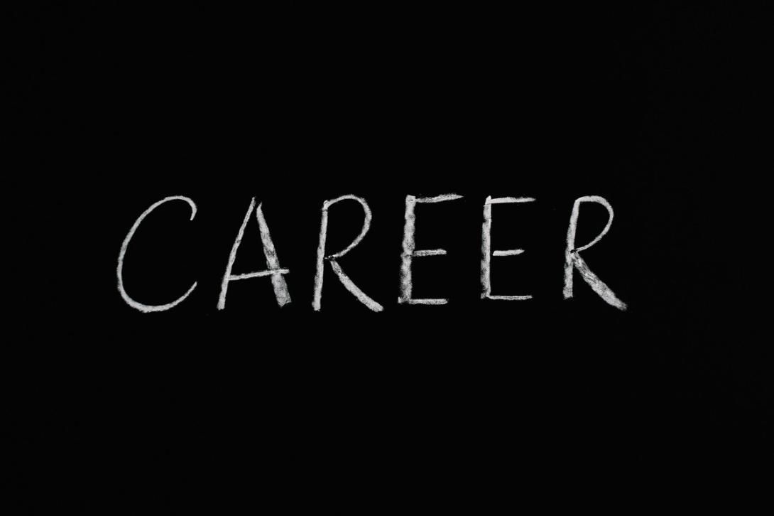 The word CAREER written in white chalk on a black background.