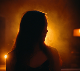 Person with megaphone and creative lighting