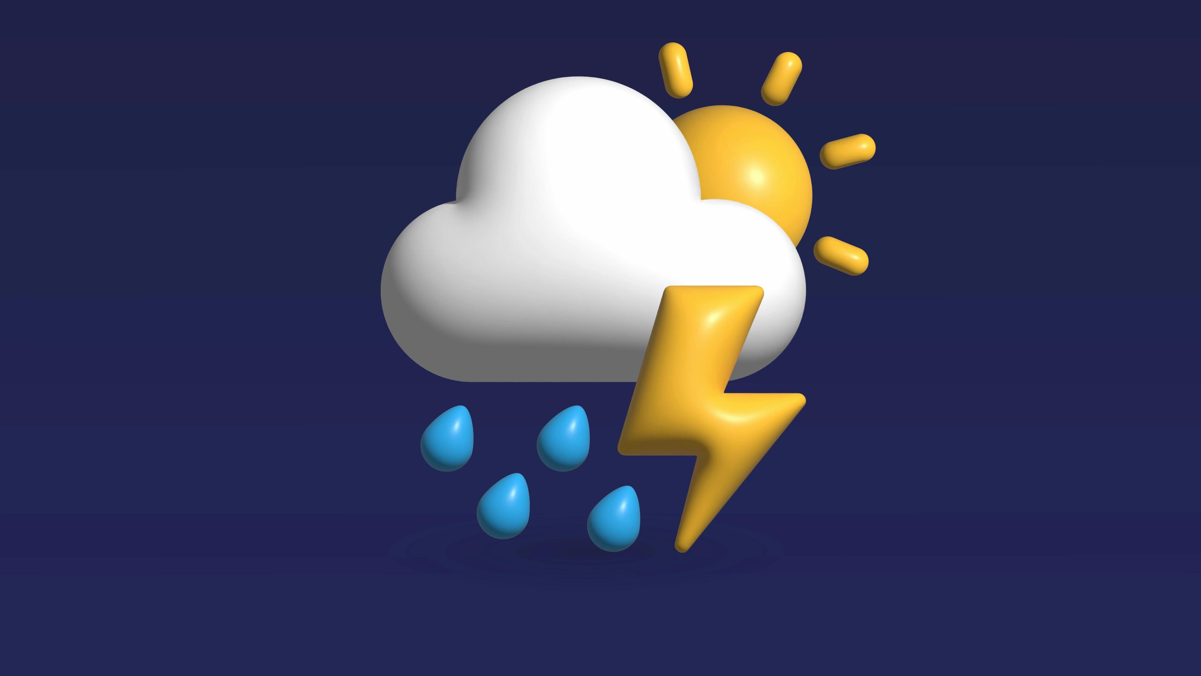 A cloud with a lightning and rain coming out of it