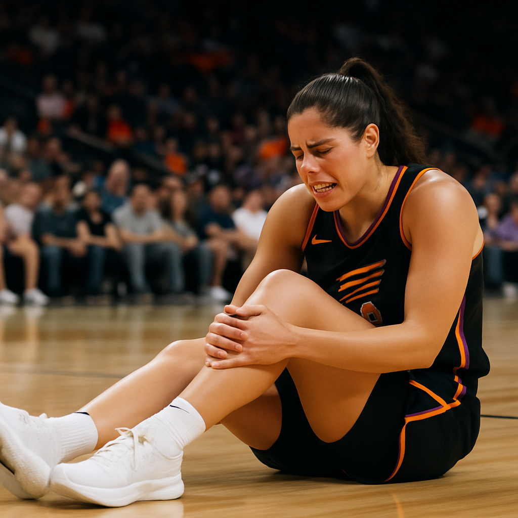 AI-generated editorial image related to WNBA injury