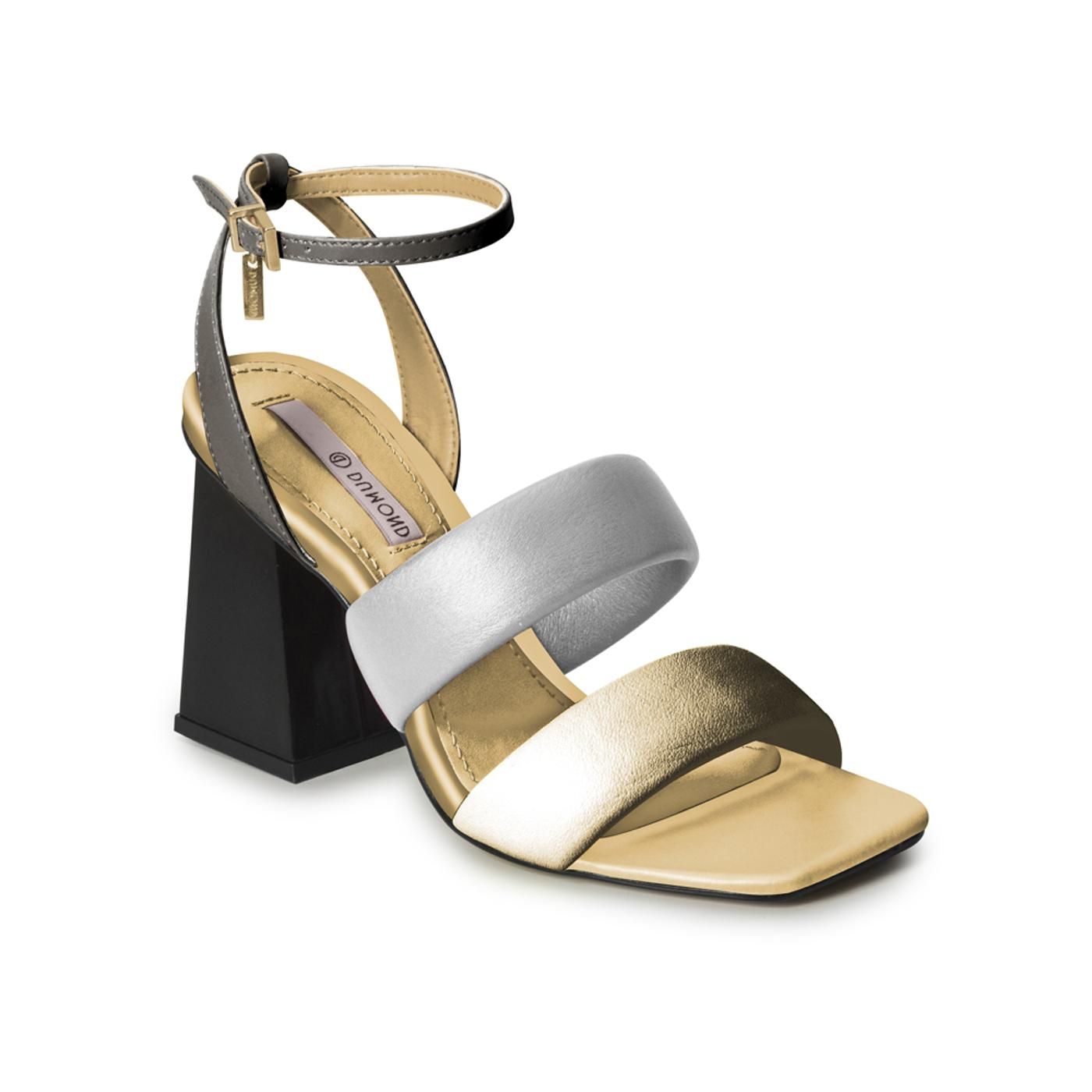 4118177-7 SANDALIA TACON ouro light/prata/onix