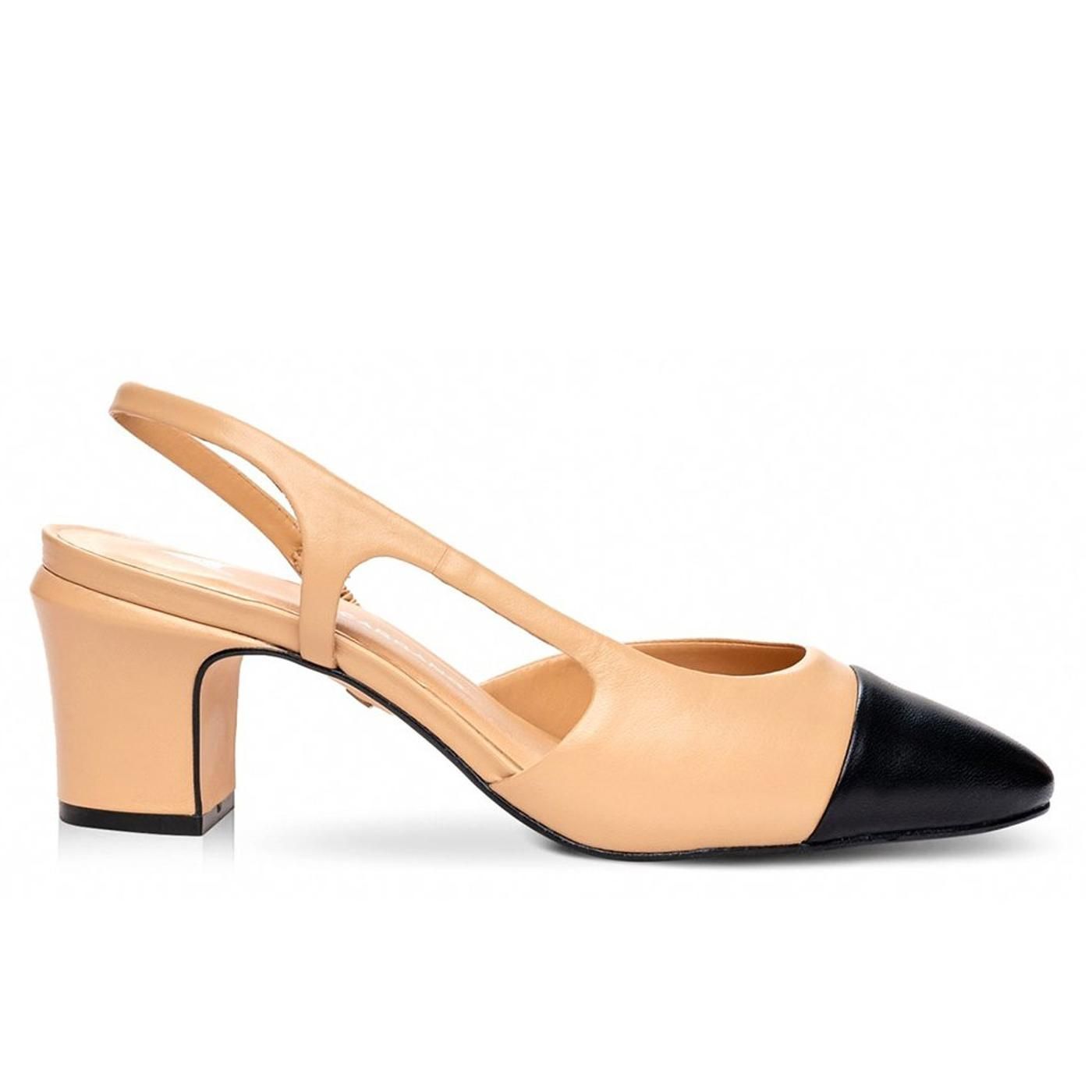 Scarpin Slingback Cap Toe 629001D mestiço black/crema