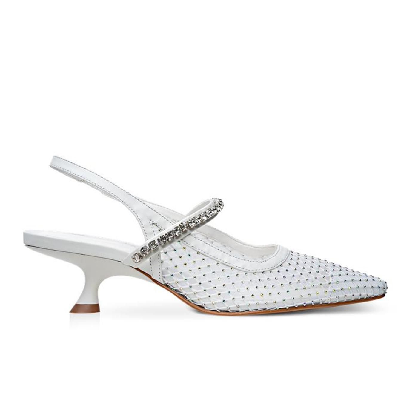 Zapato de punta 734003 tela/mestiço - white