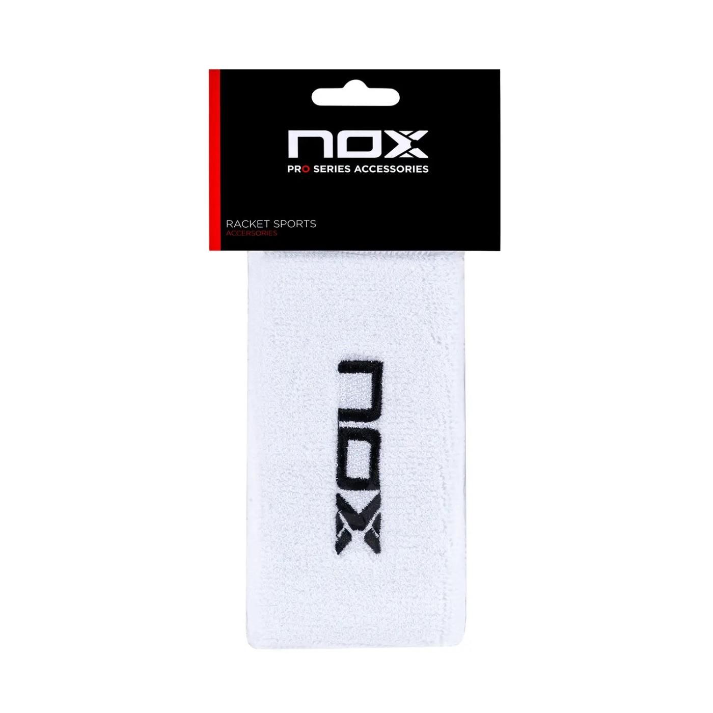 BLISTER (2 UDS) MUÑEQUERA LARGA NOX BLANCA LOGO NEGRO 