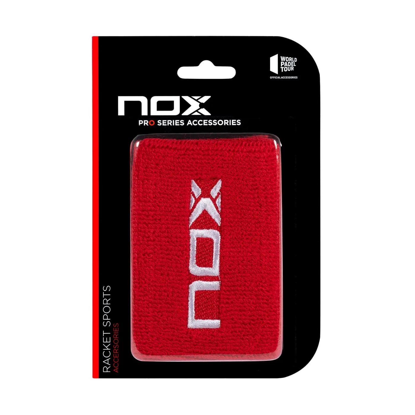 BLISTER (2 UDS) MUÑEQUERA NOX ROJA LOGO BLANCO 