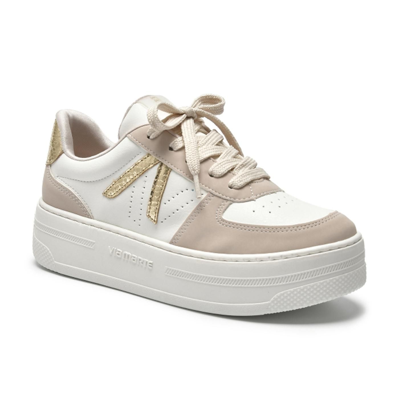 tenis casual  211-004-02 bege/milk/gold