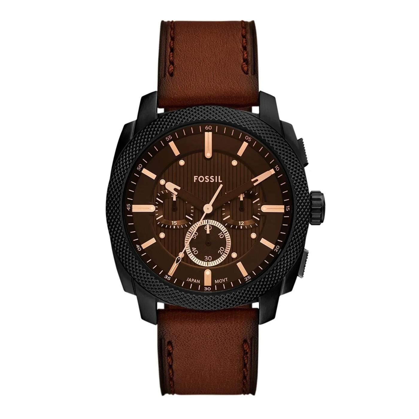Reloj Carraway de piel de cocodrilo marrón con tres manecillas brown