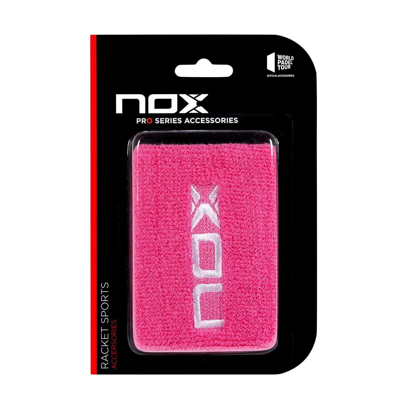 BLISTER (2 UDS) MUÑEQUERA NOX ROSA LOGO BLANCO 