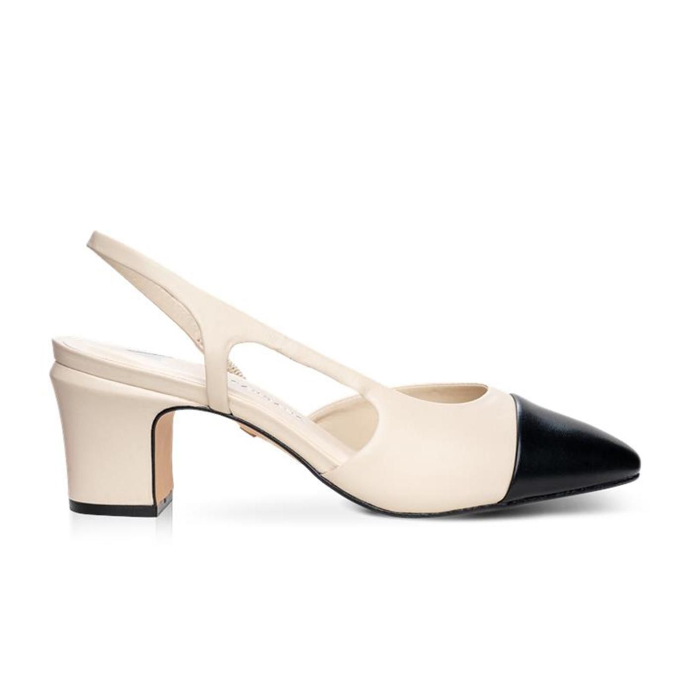 Scarpin Slingback Cap Toe 629001D mestiço black/lait
