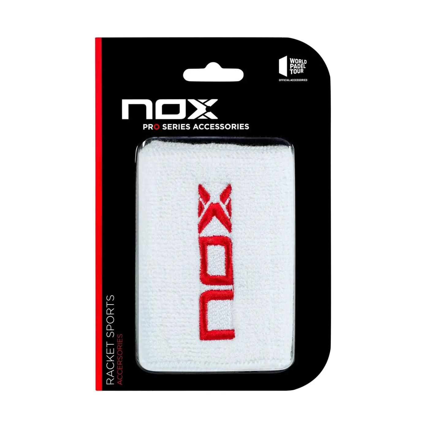 BLISTER (2 UDS) MUÑEQUERA NOX BLANCO LOGO ROJO 