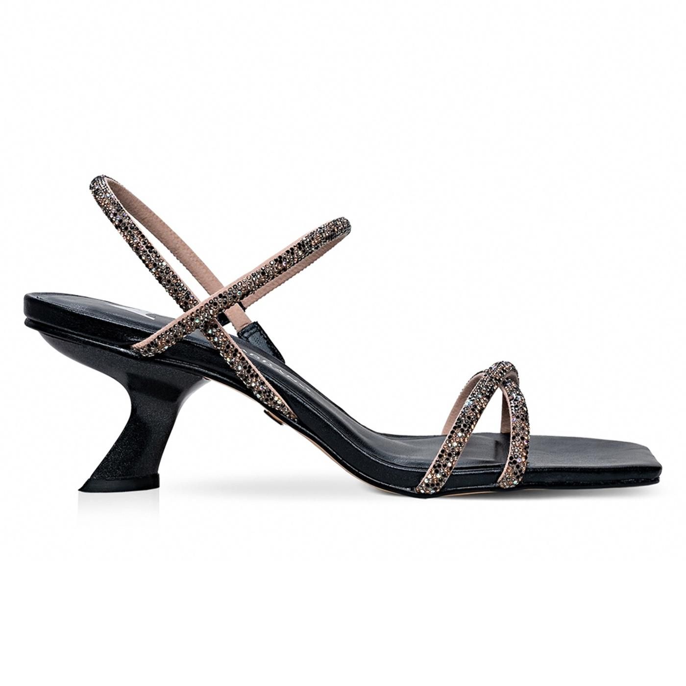 Sandalia de Tacon 681011 strass estelar/mestiço black