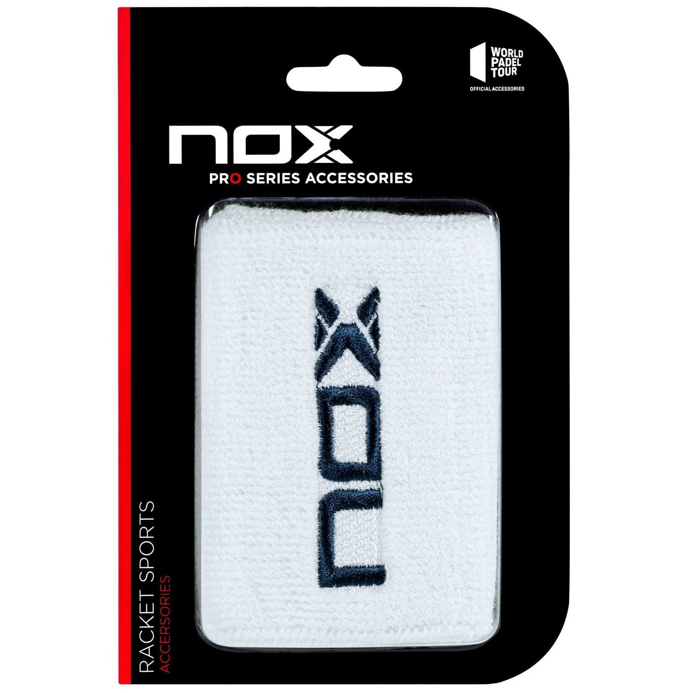 BLISTER (2 UDS) MUÑEQUERA NOX BLANCO LOGO AZUL 