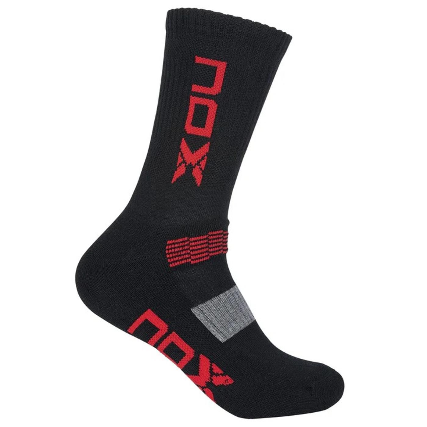 CALCETINES NOX MEDIA CAÑA NEGRO ROJO 