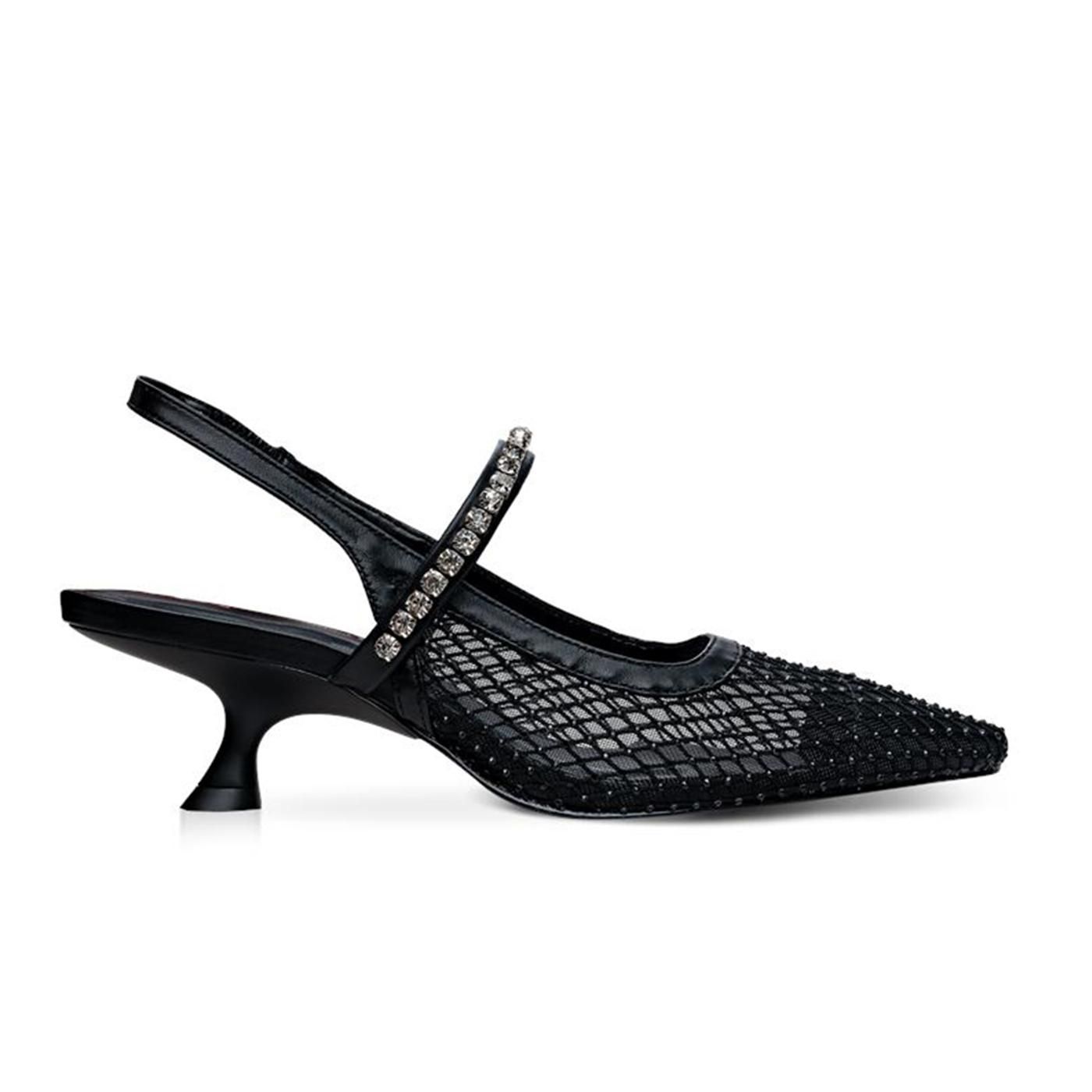 Zapato de punta 734003 tela/mestiço - black
