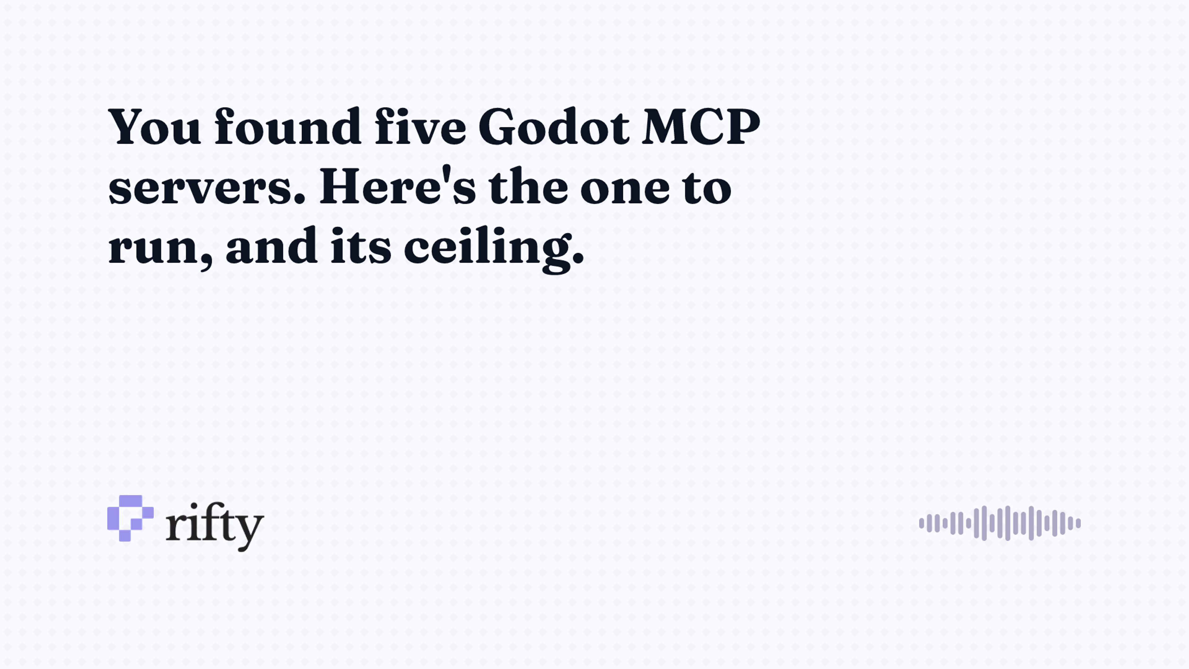 Godot MCP: which server to run, and what it can drive