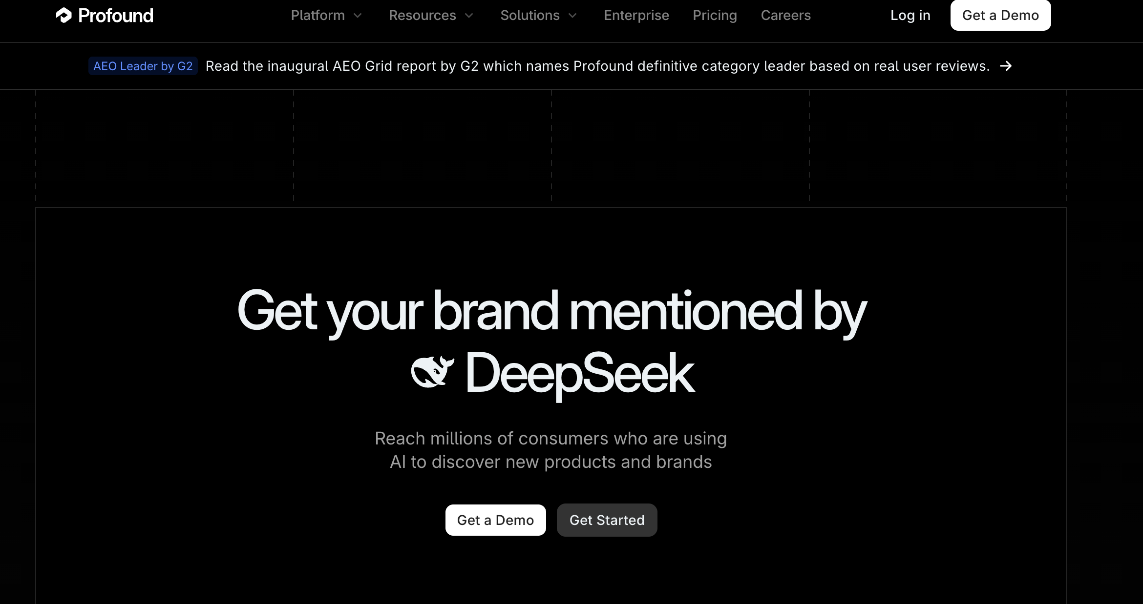 Screenshot of Profound's website