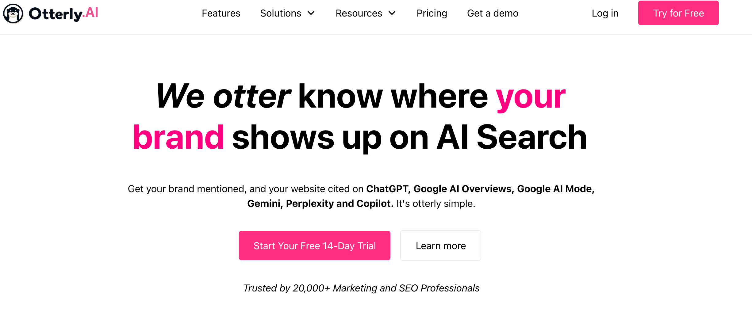 Screenshot of Otterly's website