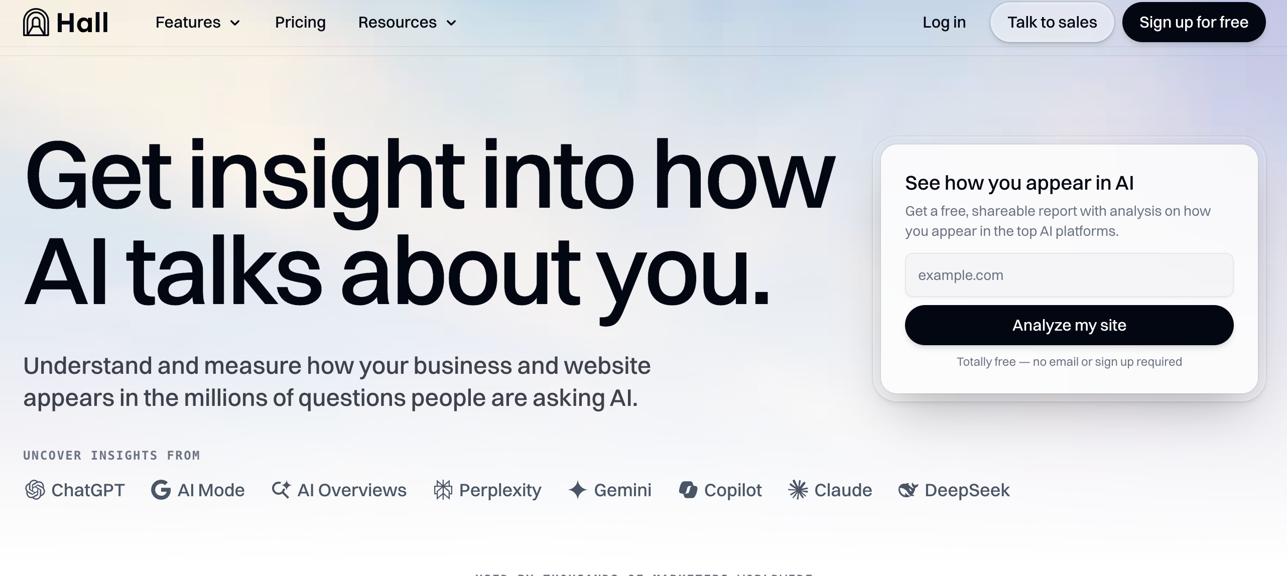 Website of Hall screenshot