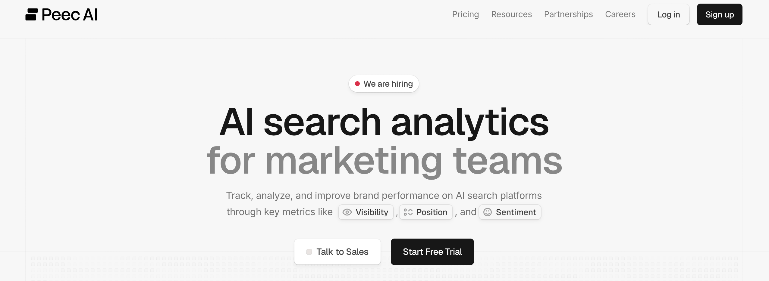 Screenshot of Peec AI's website