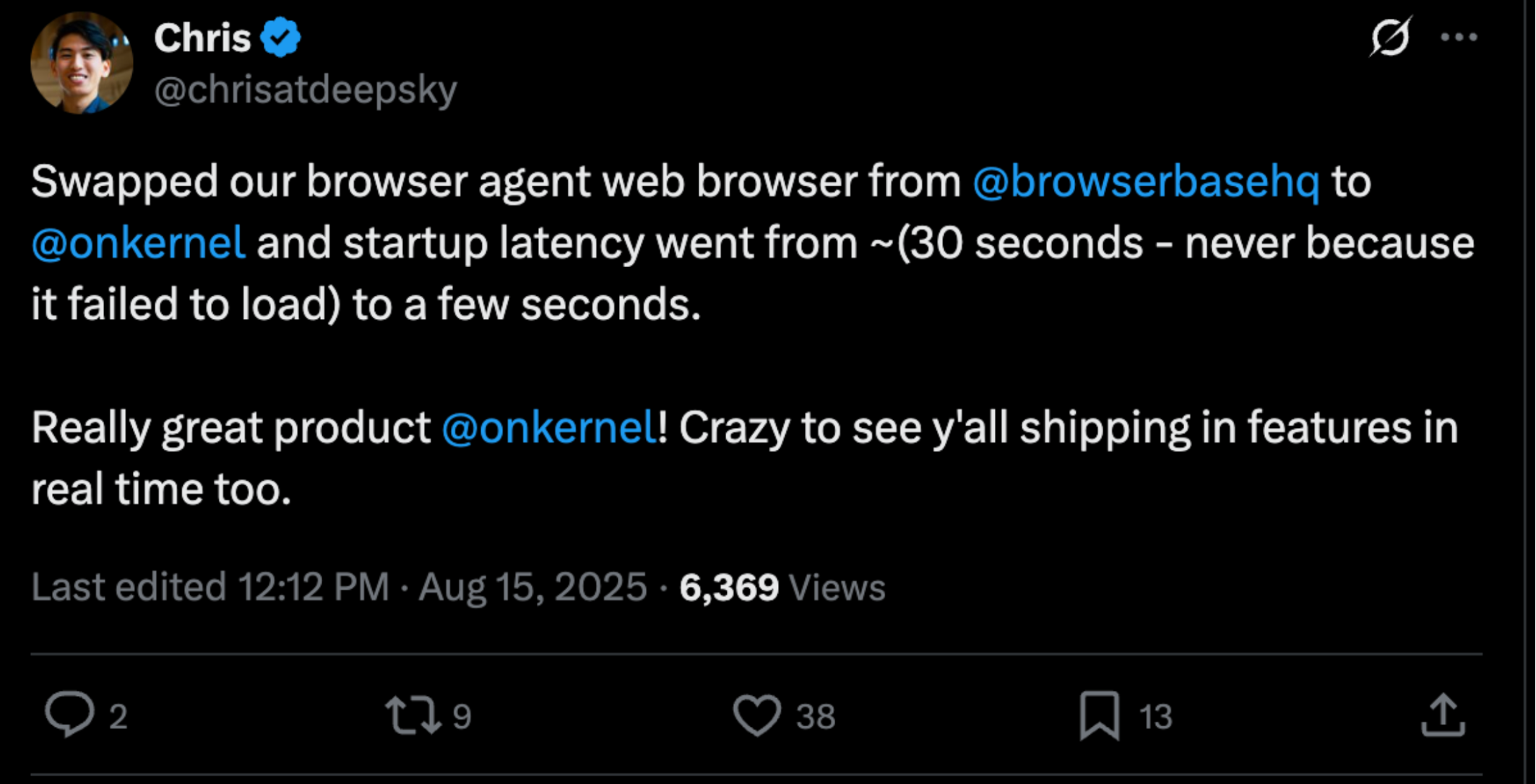 Kernel vs Browserbase dev feedback