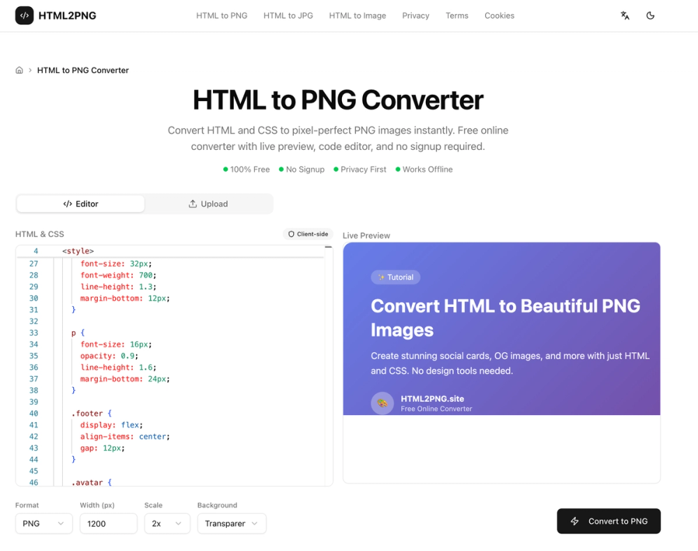 image of HTML to PNG Converter