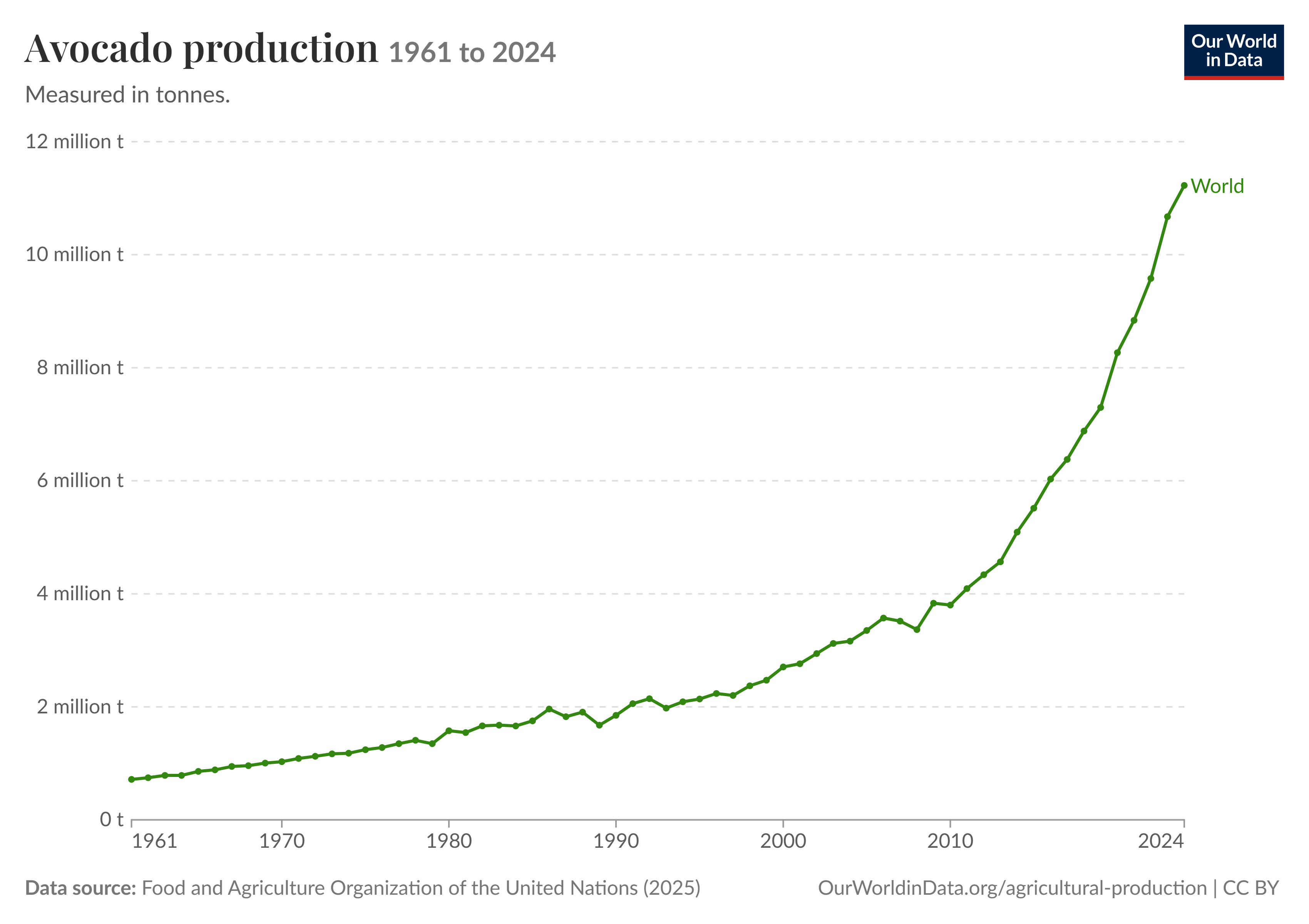 Avocado Produktion von 1961 bis 2024
