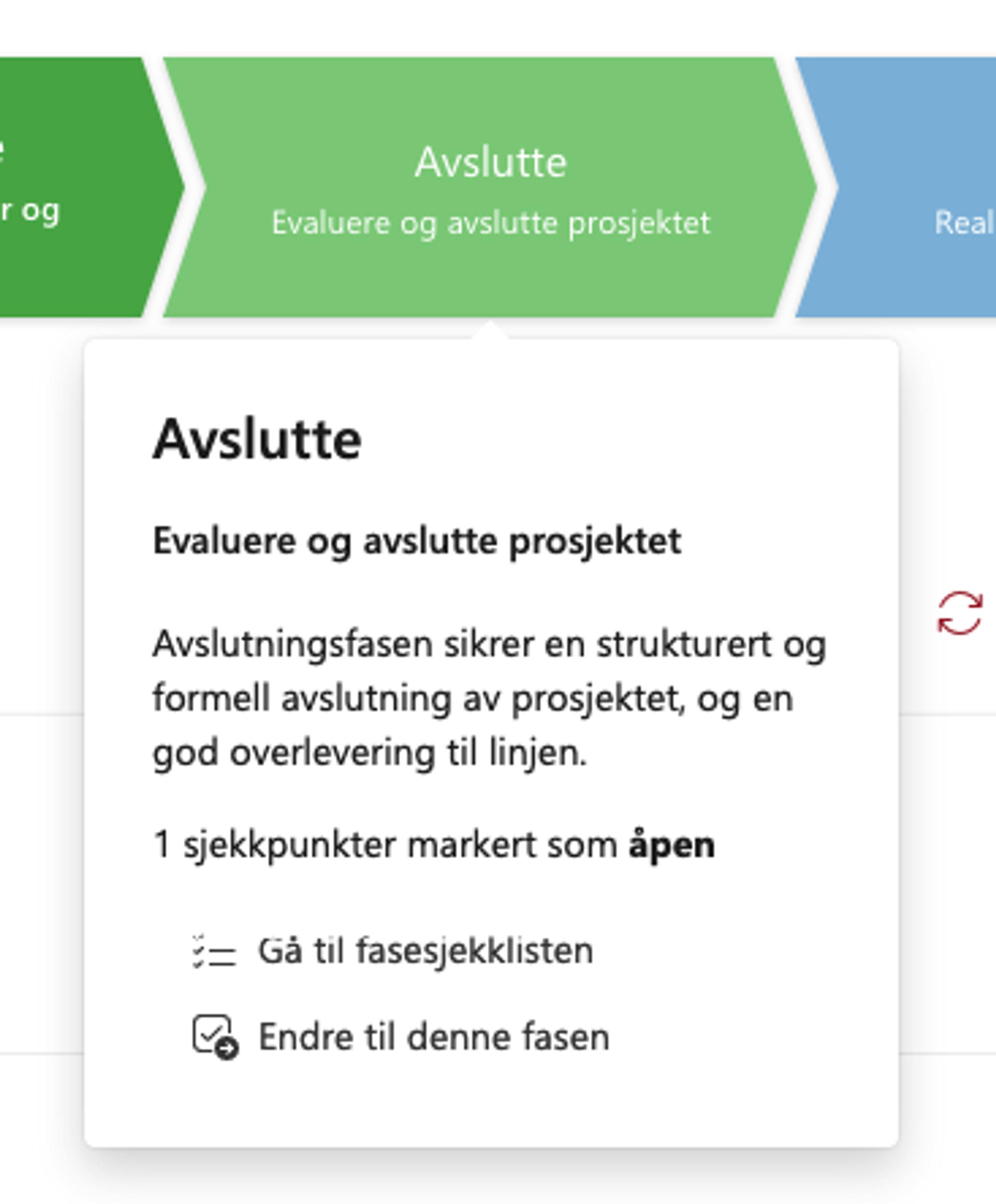Skjermbilde Prosjektportalen