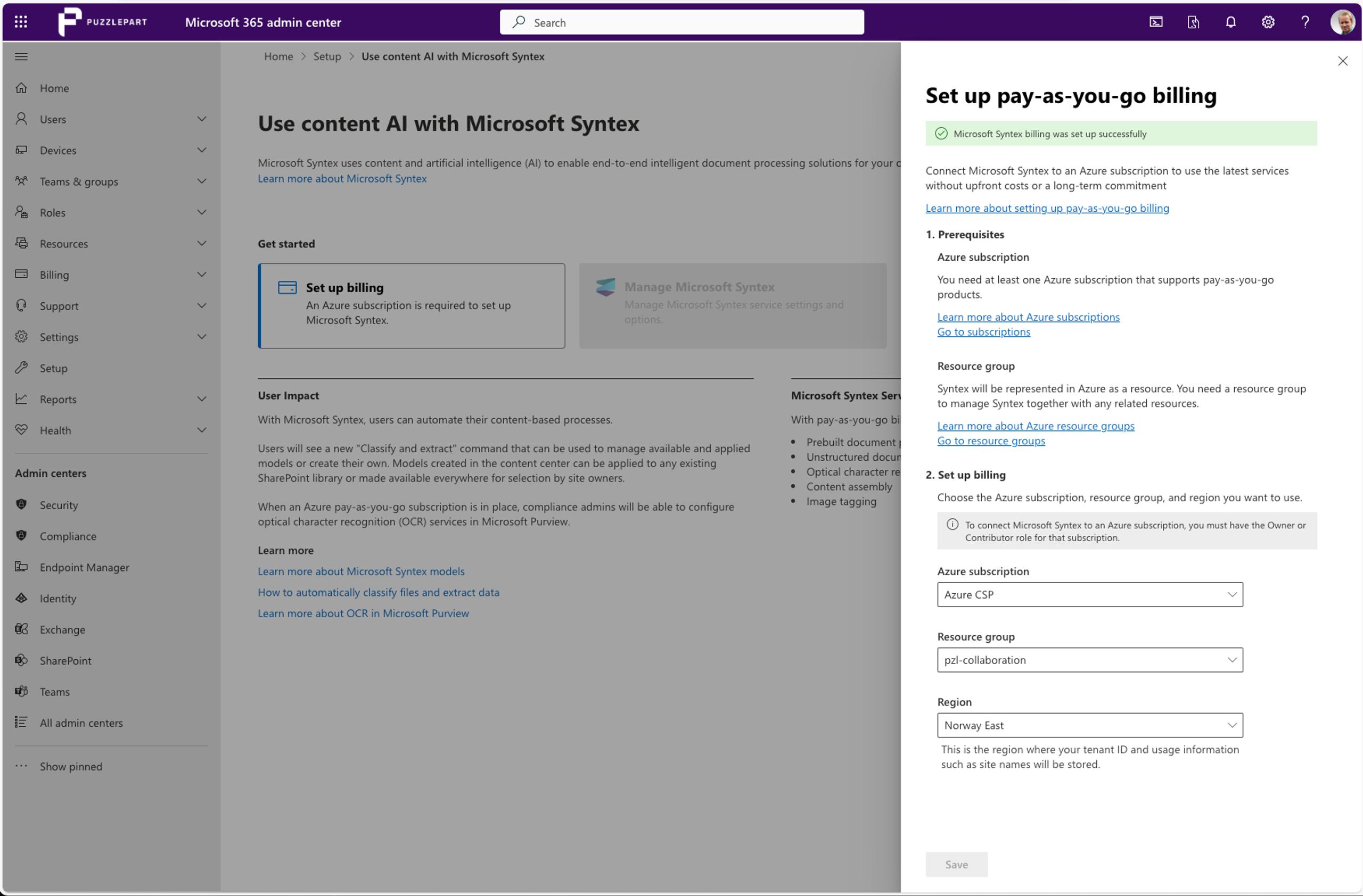 Skjermbilde: Aktivere pay-as-you-go