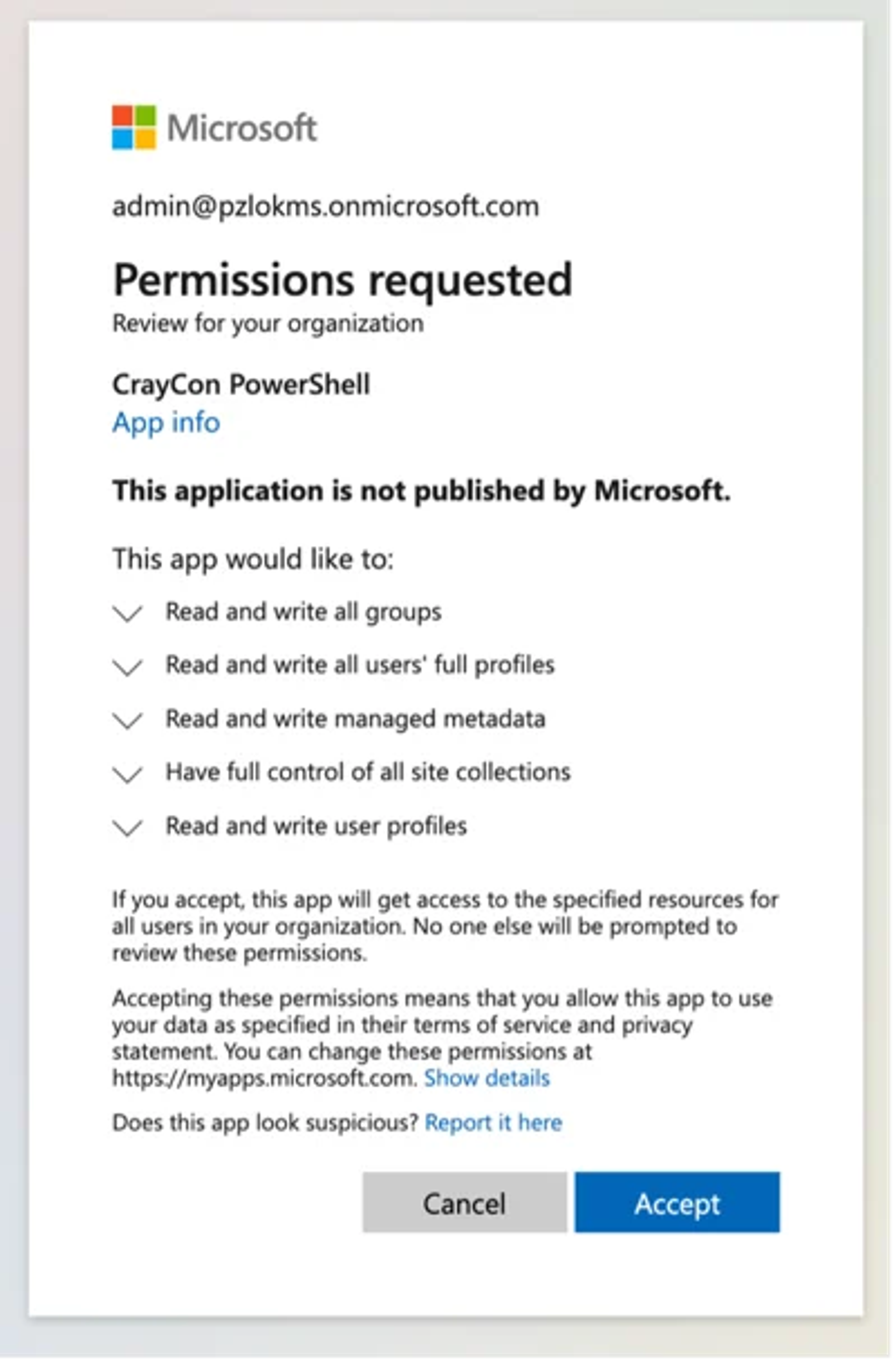 Skjermbilde Powershell rettigheter