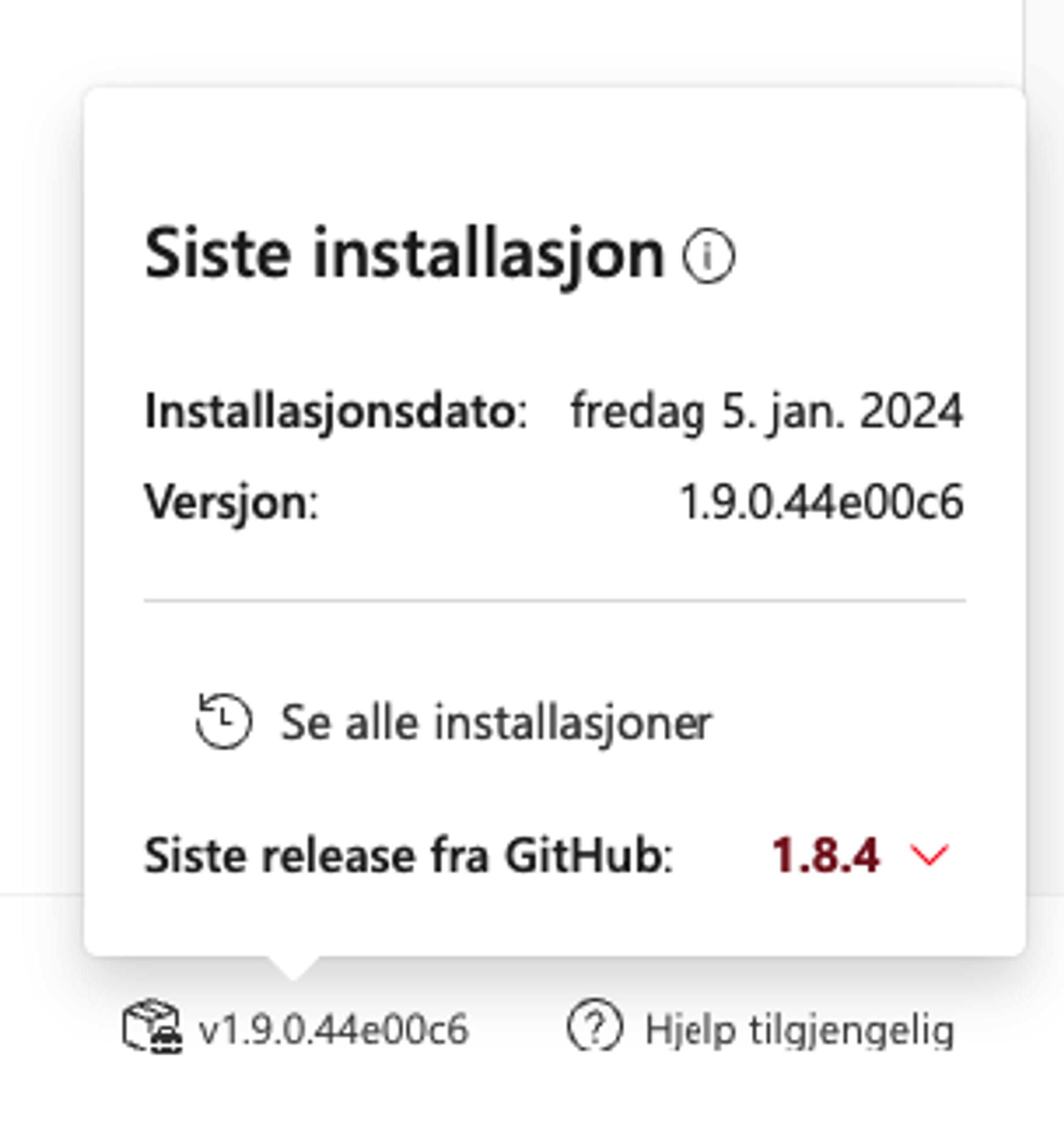 Skjermbilde Prosjektportalen - Siste versjon