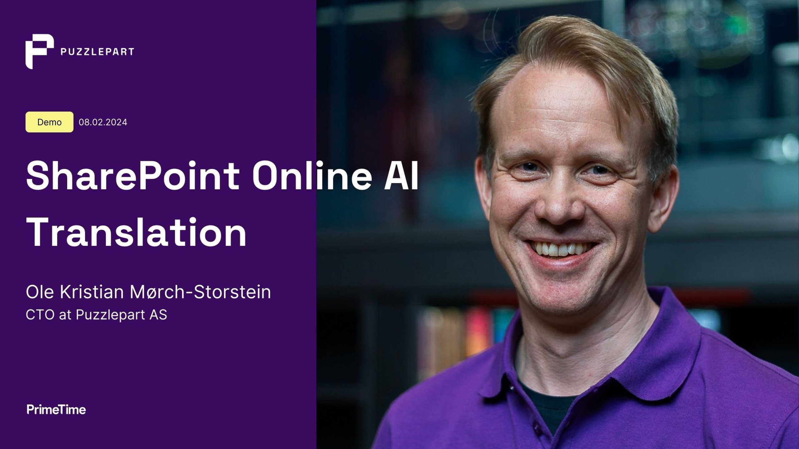 Presentasjon av Ole Kristian Mørch-Storstein som deler hvordan man oversetter SharePoint ved hjelp av kunstig intelligens