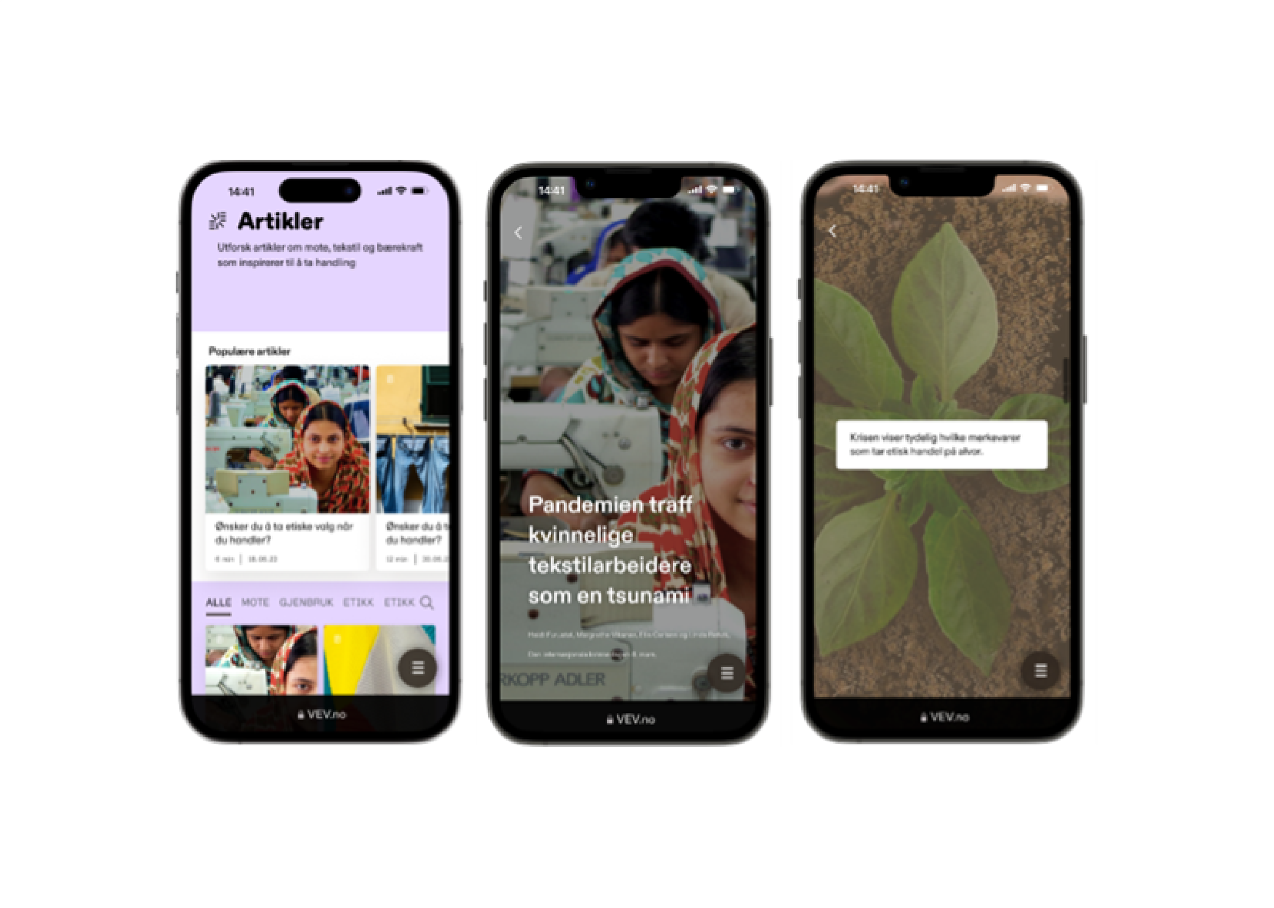 Skjermbilde mobil Artikler NF&TAs nettsted Vev