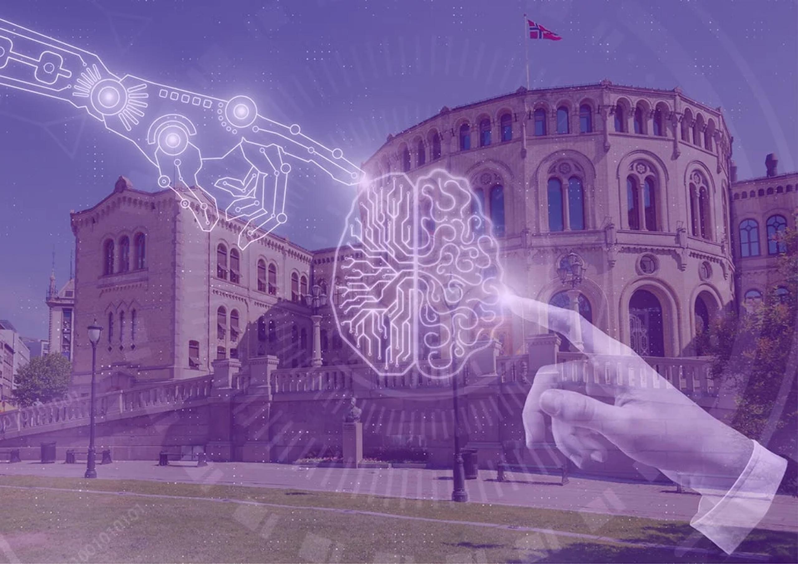 Illustrasjon som viser skjæringspunktet mellom teknologi og mennesker.