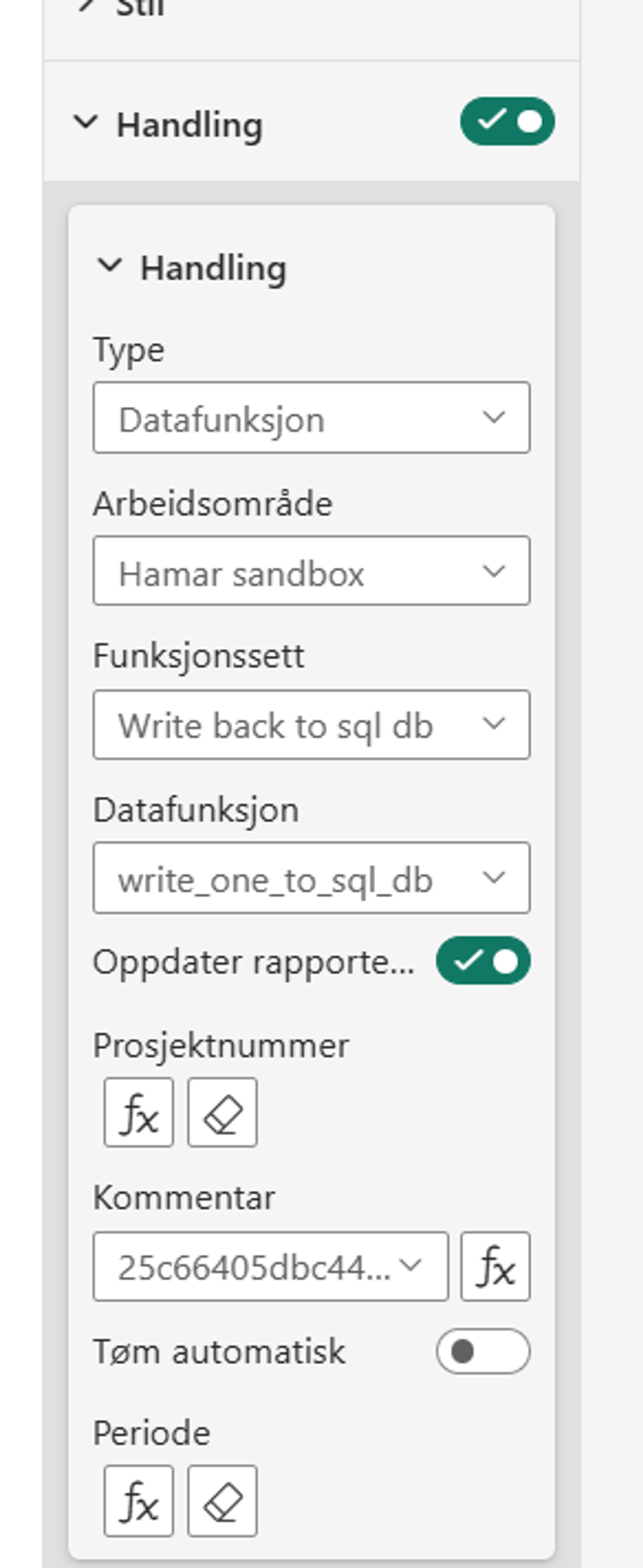 Opprett handling i Translytical task flow i MS fabric