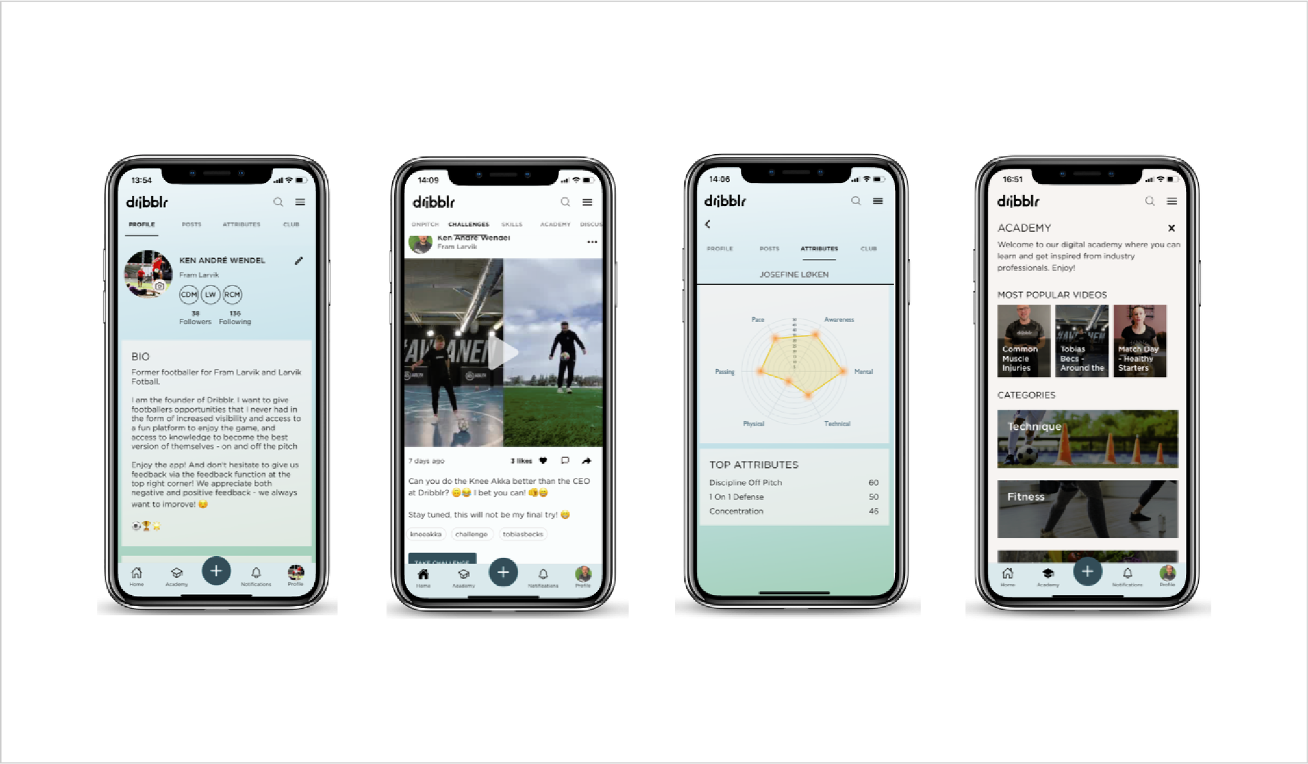 Dribblr app skjermbilder