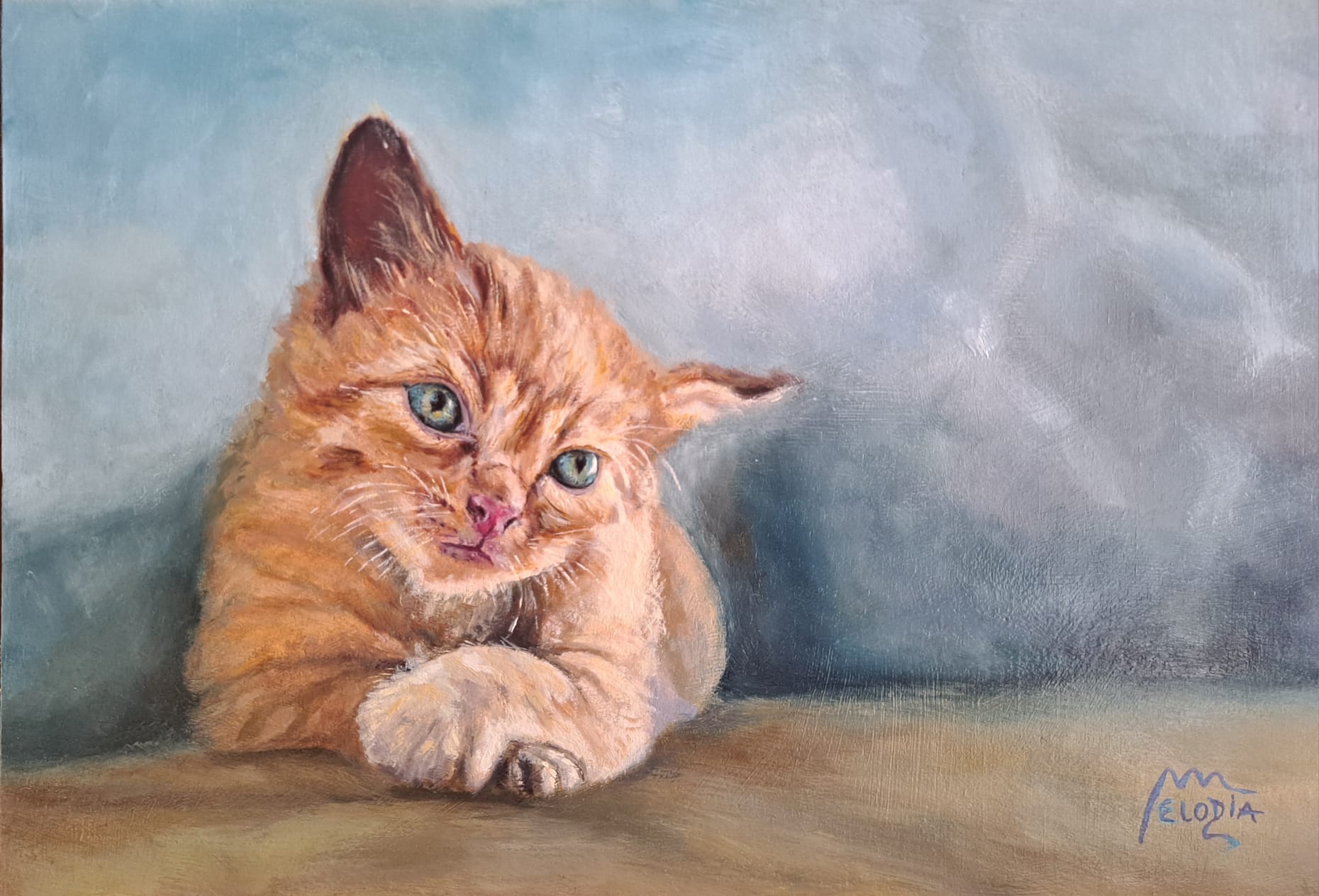 Pintura de Fergoarte - El gatito pensativo