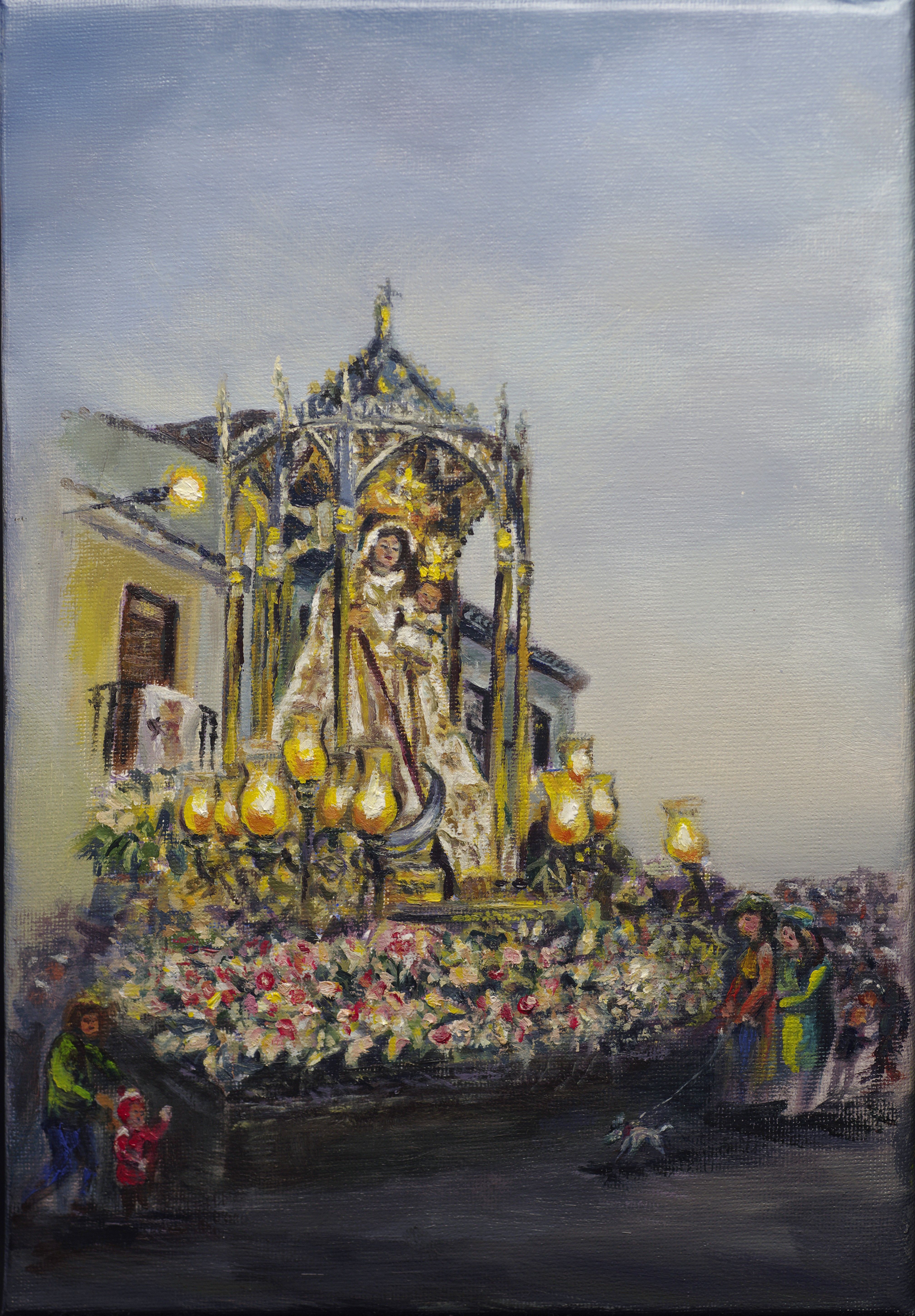 Pintura de Fergoarte - Procesión de La Virgen de la Paz